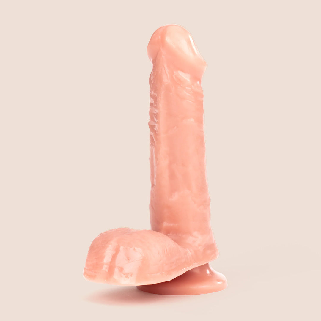 Basix 6 Inch Realistic Dildo with Strong Suction Cup - Flexible Yet Firm Silicone Adult Toy for Solo Play & Couples Fun - Perfect for Shower, Bedroom & Bedroom Use