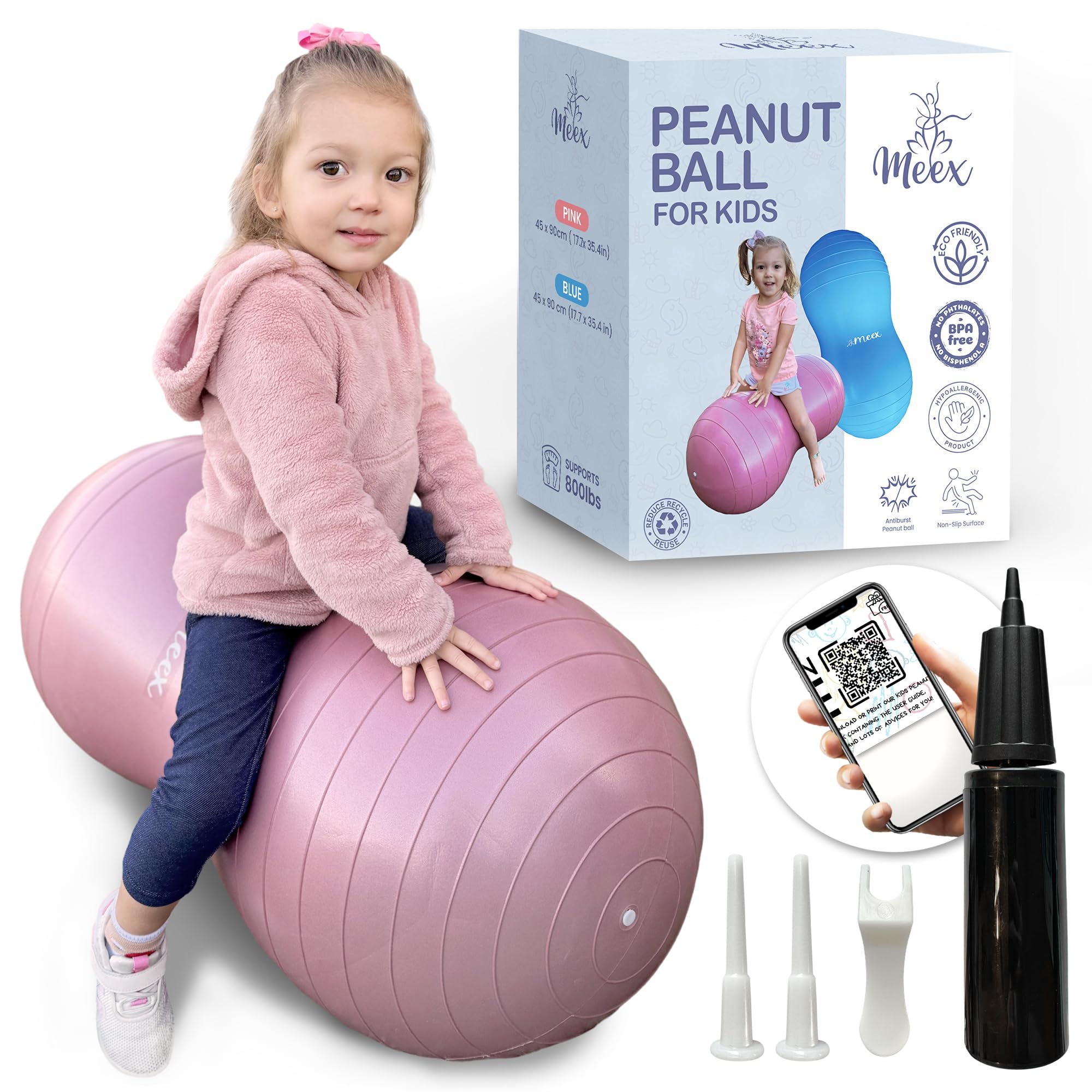 Meex Sensory Peanut Ball for Kids - Therapy & Exercise Yoga Ball to Improve Balance, Motor Skills & Calming Development - Flexible Seating for Autistic Children - Perfect for Classroom, Home & Physical Therapy Sessions