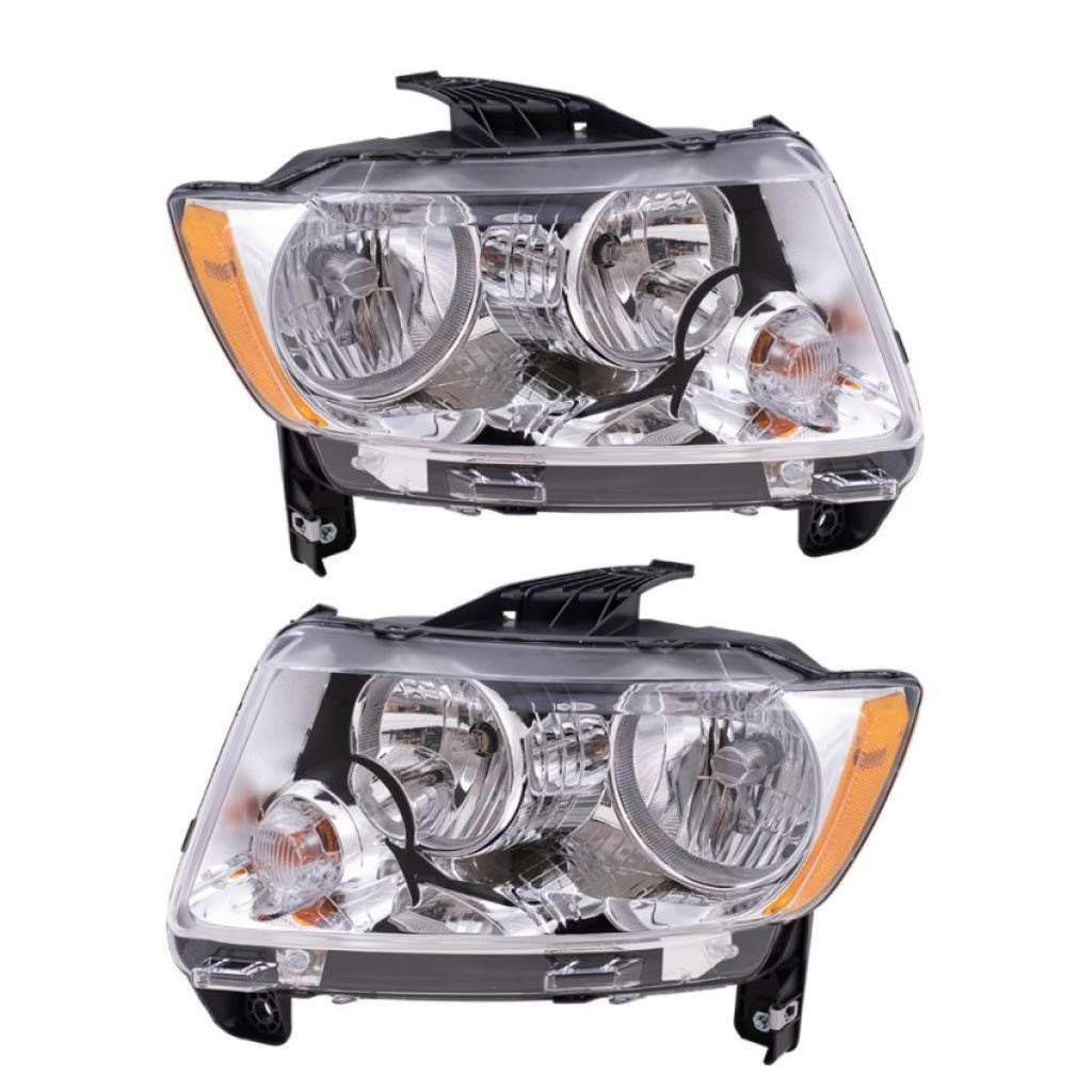 2011-2013 Jeep Compass Headlight Assembly - DOT Certified Driver & Passenger Side with Bulbs (CH2518139 CH2519139) - Perfect for Night Driving & Off-Road Adventures