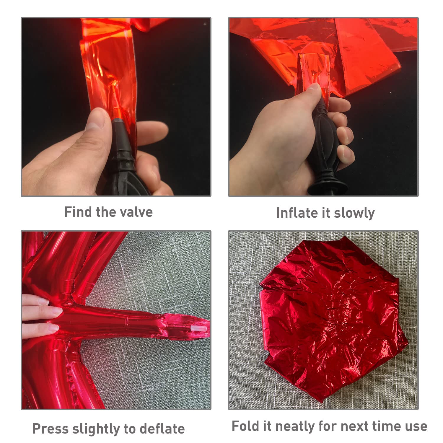 6 Pcs Red Star Foil Balloons - 14-Pointed 3D Mylar Balloons 22 Inch for Christmas, Birthday, Wedding & Anniversary Party Decorations (Red) - Perfect for Indoor & Outdoor Celebrations, Photo Backdrops and Festive Events