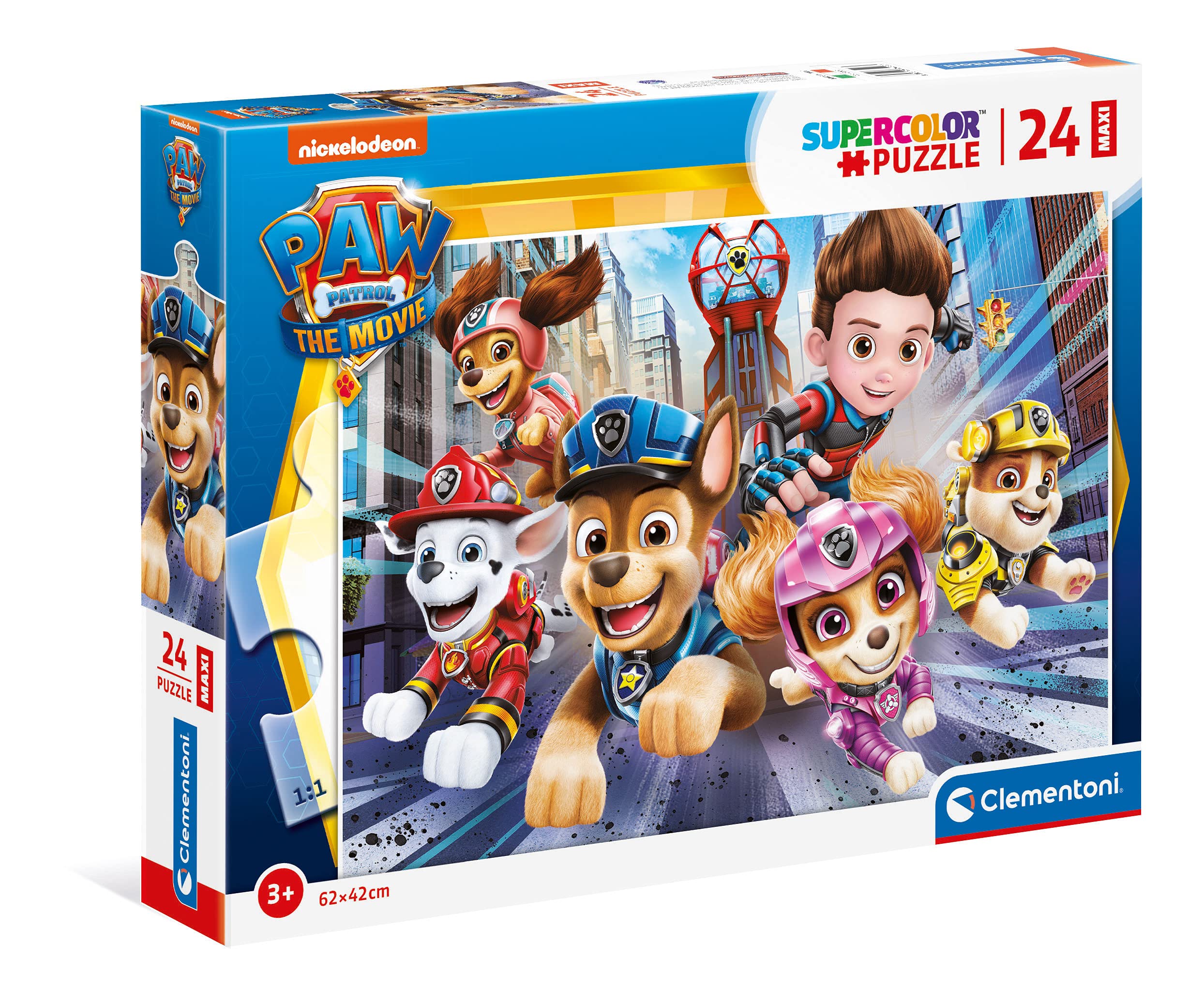 Clementoni Supercolor Puzzle - Paw Patrol The Movie - 24 Large Pieces - Made in Italy - Kids Puzzle for 3 Years Old - High-Quality Cardboard Puzzle for Toddlers | Perfect for Birthday Gifts, Early Learning & Family Bonding Activities