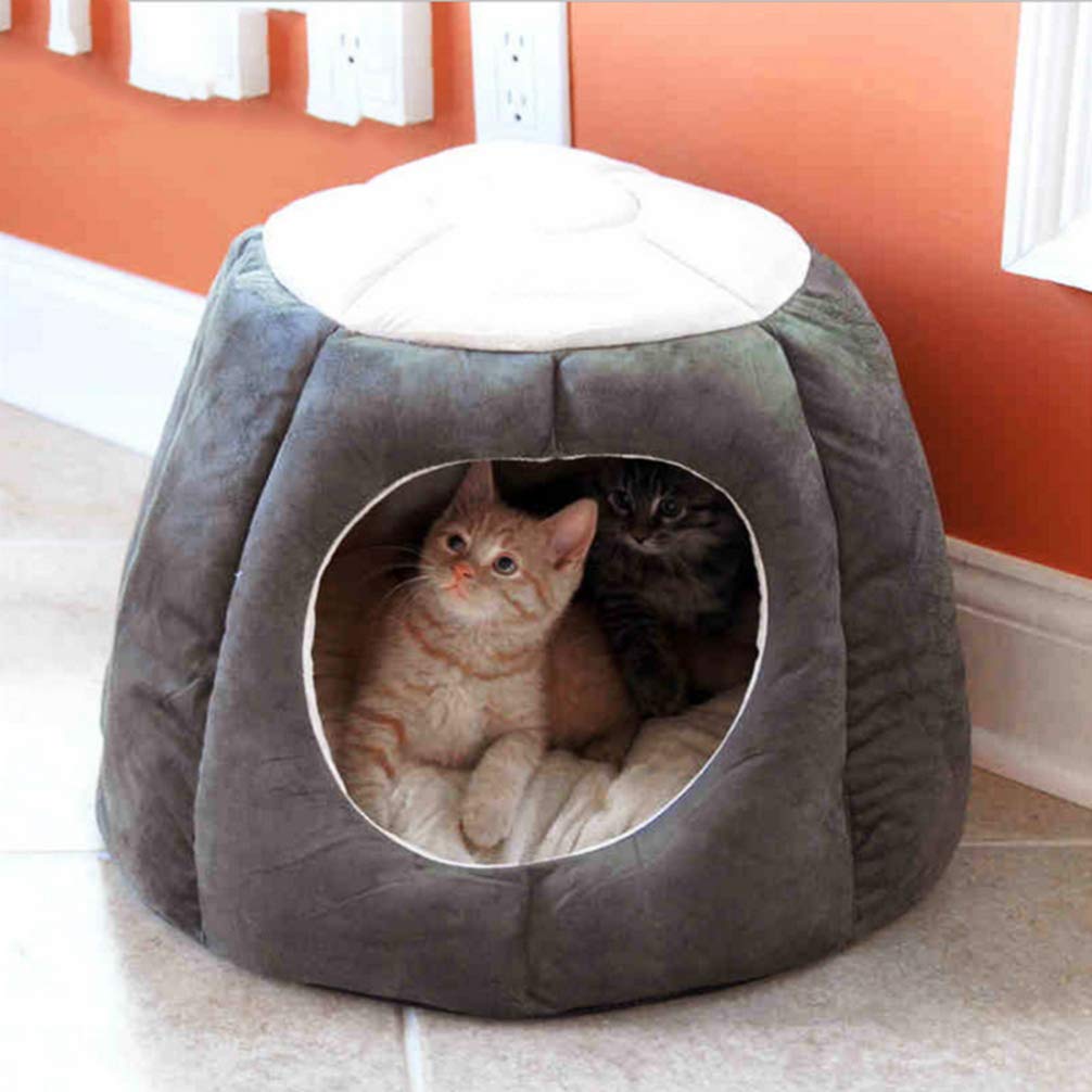 POPETPOP Pet Bed for Cats, Dogs, Guinea Pigs & Rabbits - Soft Round House Tent with Cozy Bedding - Perfect for Hedgehogs, Bunnies & Small Pets - Ideal for Indoor Comfort & Cuddling
