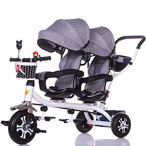 **2015 Yo-Yo Double Stroller - Lightweight Twin Baby Tricycle with Extended Awning & Storage Basket | Perfect for Parks, Shopping, and Family Outings (Color: D)**