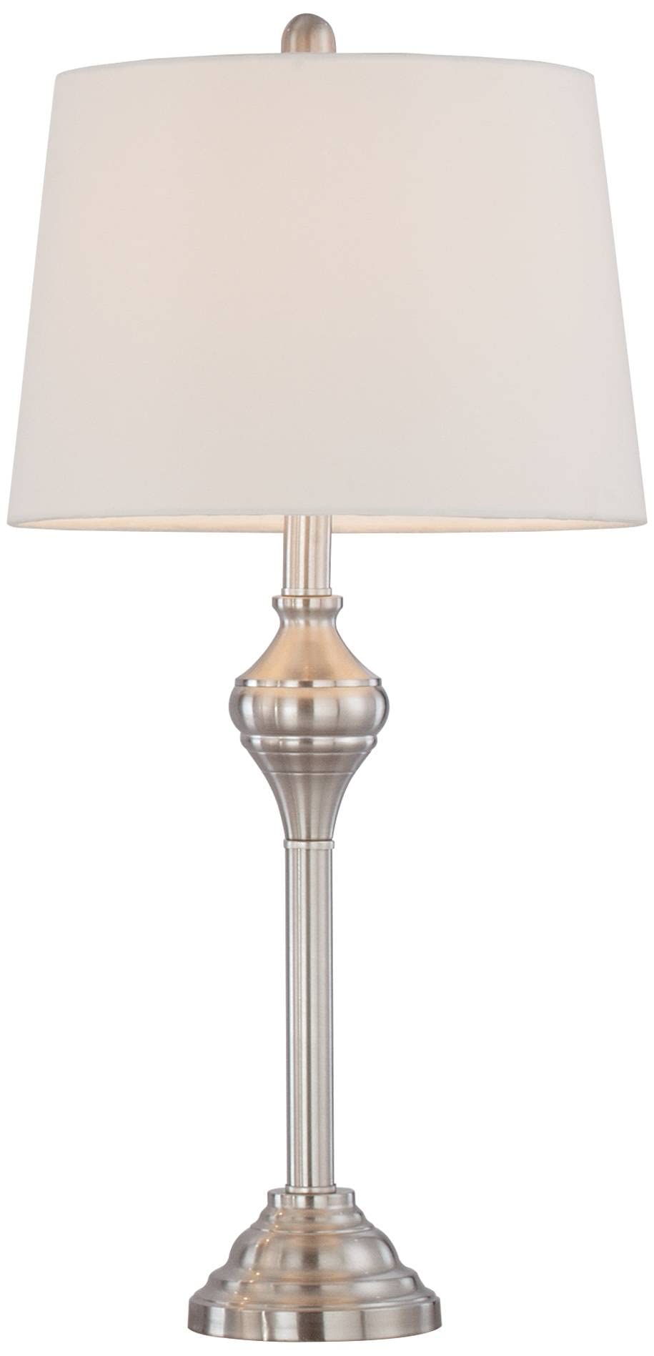 Barnes and Ivy Mason Traditional 3-Piece Table & Floor Lamp Set - Brushed Nickel Metal with White Drum Shade - Modern Lighting for Living Room, Bedroom, Home Office, Entryway - Perfect for Reading, Nightstand Decor & Family Gatherings