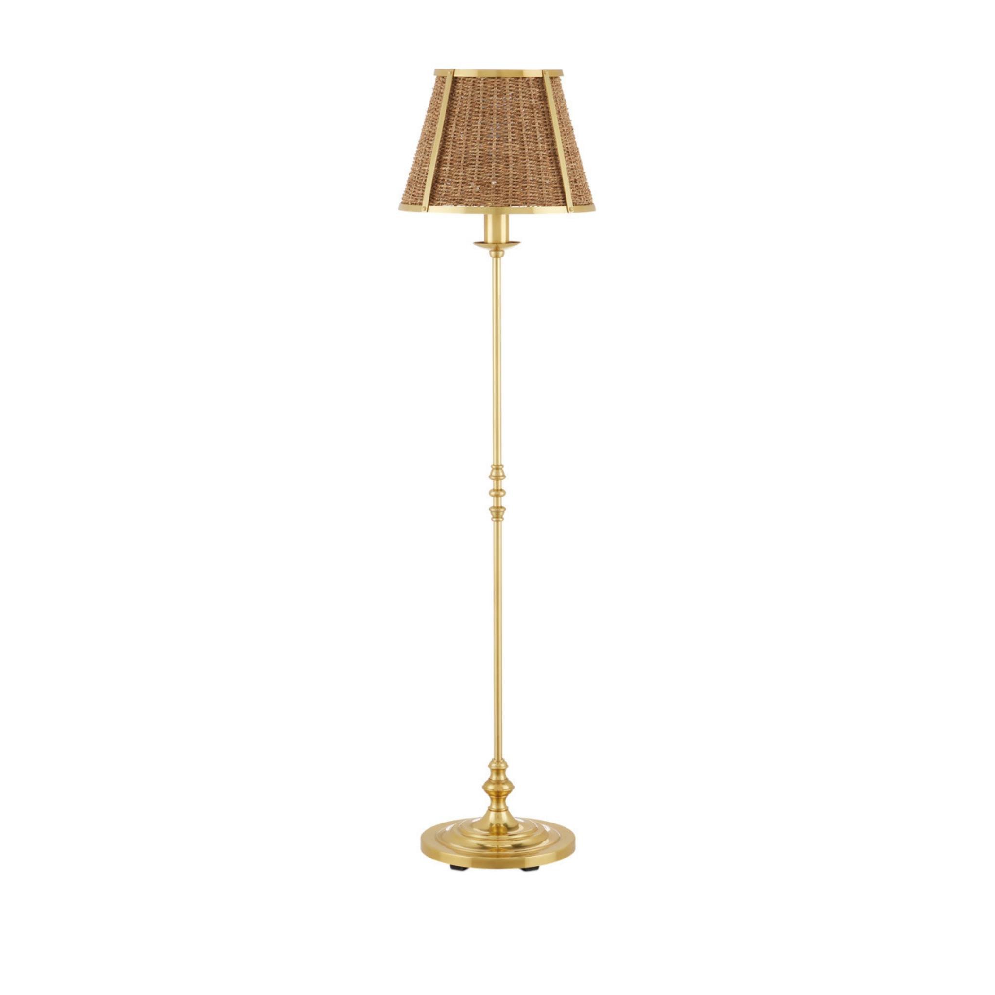 Deauville Floor Lamp in Polished Brass Finish - Modern Lighting for Living Room, Bedroom & Office - Adjustable Height Standing Lamp with Warm Ambient Glow