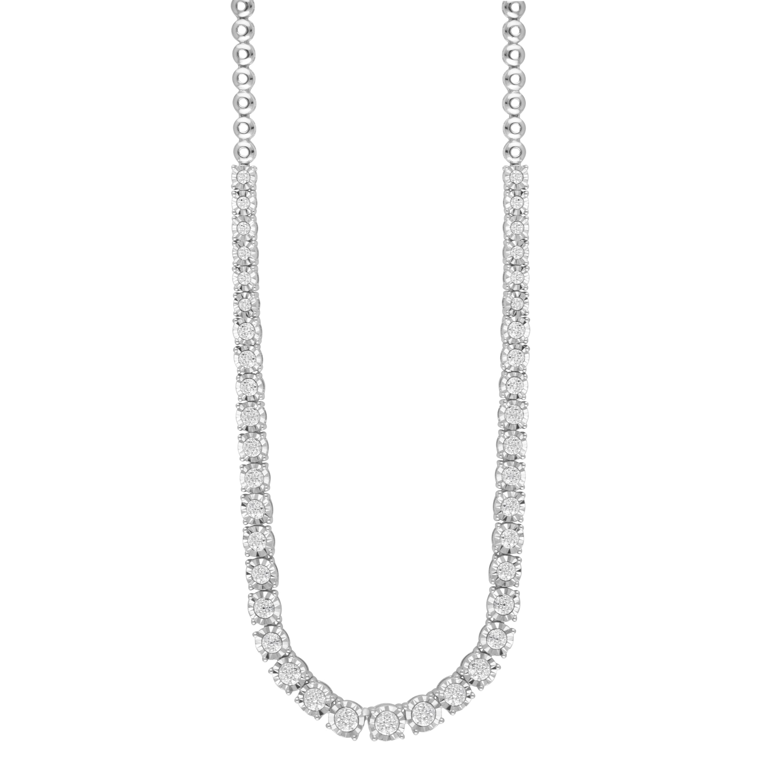 1/3 Carat Natural Diamond Tennis Necklace in Sterling Silver - 18 Inch | Round Cut Bezel Set Diamond Necklace for Women | Elegant Fine Jewelry Gift with Box | Perfect for Weddings, Anniversaries & Special Occasions