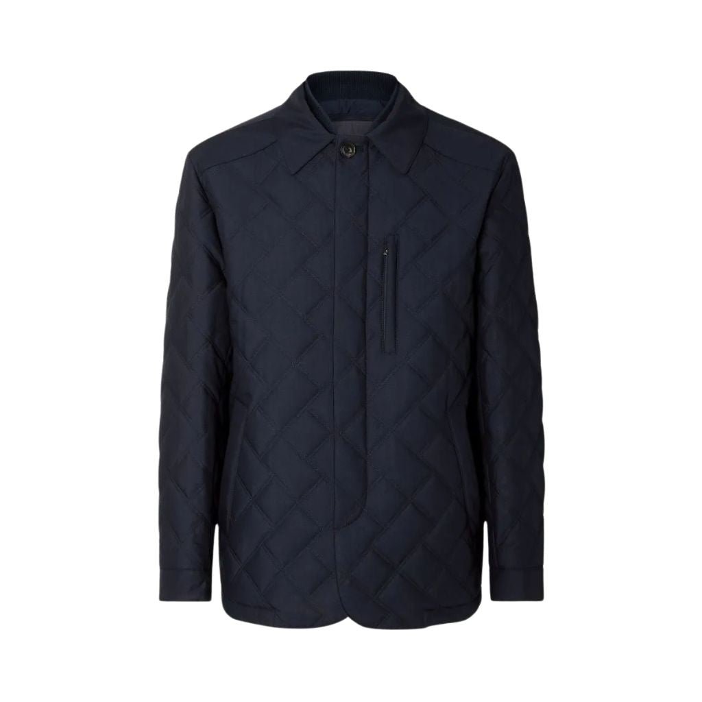 **Corneliani Men's Water Repellent Quilted Jacket in Navy Blue – Lightweight & Stylish for Outdoor Activities & Casual Wear**