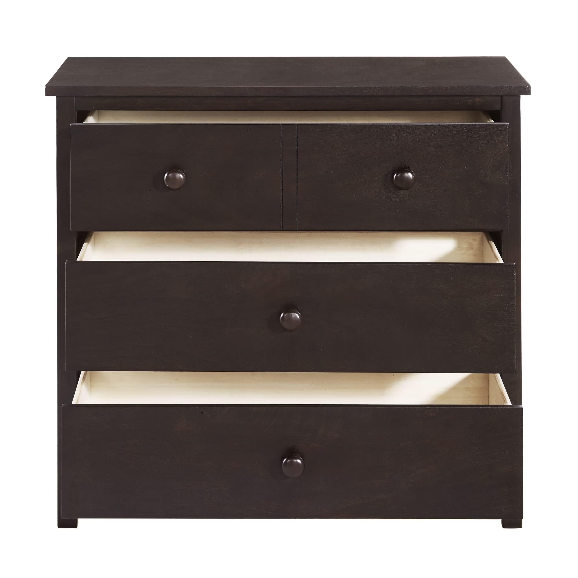 Oxford Baby Universal 3-Drawer Dresser, Espresso Brown - Nursery Storage Solution for Baby Clothes, Diapers & Toys | Solid Wood Dresser for Boys & Girls Rooms