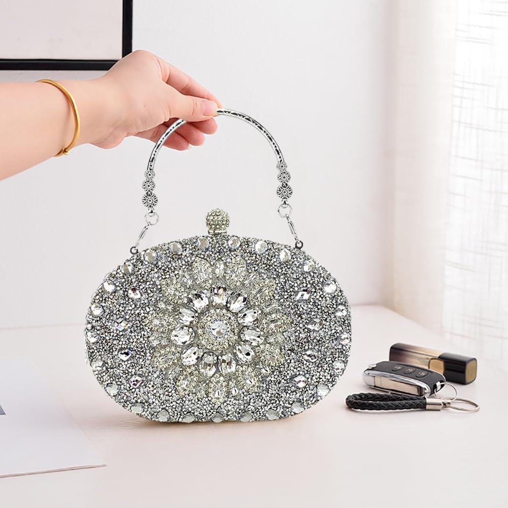 Sparkling Rhinestone Clutch Purse for Women - Wedding & Evening Party Handbag