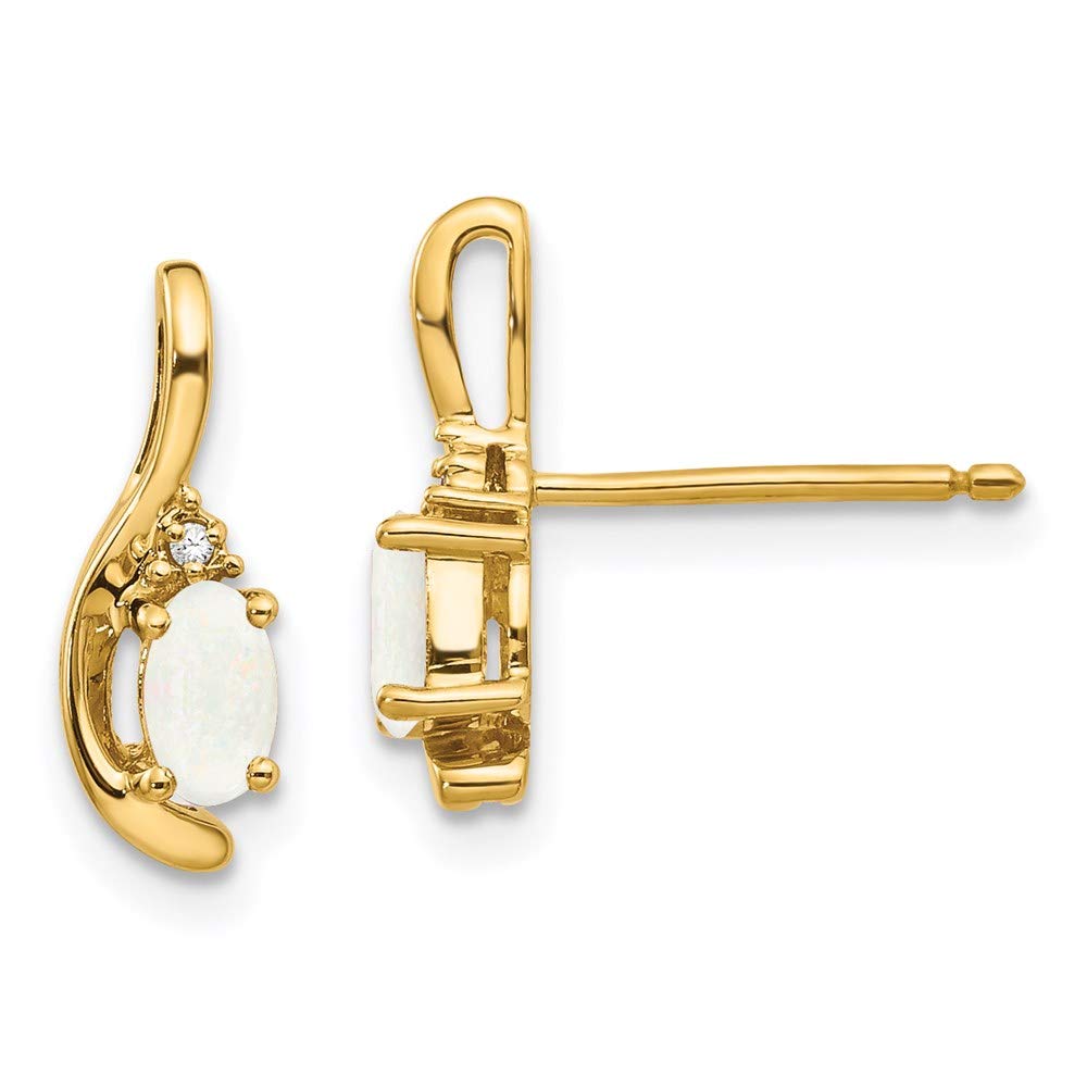 14K Yellow Gold Diamond and Opal Earrings for Women - Elegant Fine Jewelry Gift for Her | Perfect for Anniversaries, Birthdays & Special Occasions