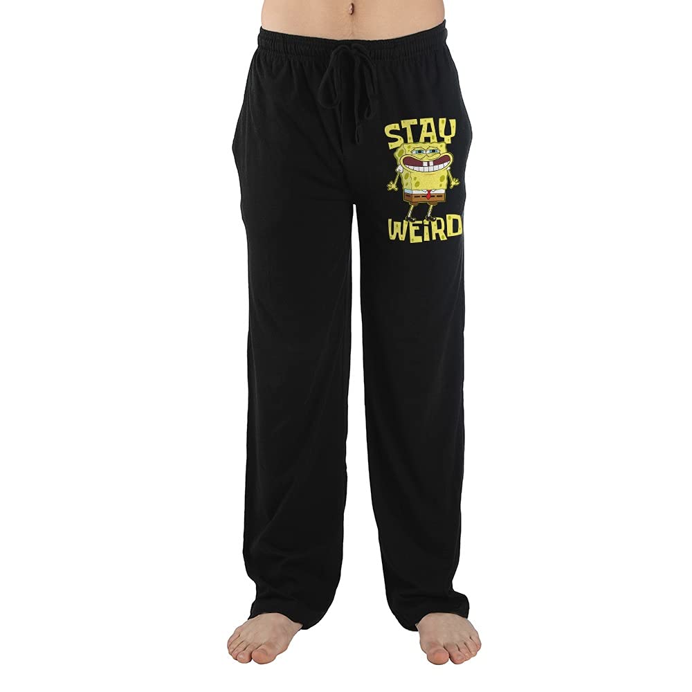 SpongeBob SquarePants Cartoon Character Men's Black Sleep Pajama Pants - Comfortable Lounge Pants for Home, Sleepovers & Relaxing