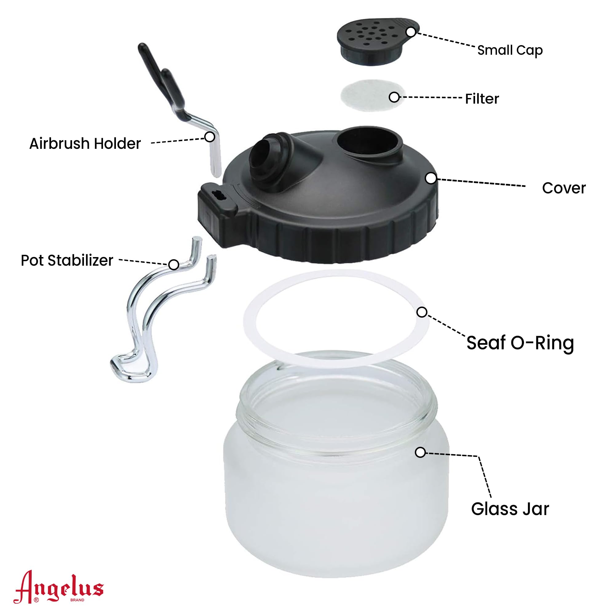 ANGELUS Airbrush Cleaning Pot with Holder - Perfect for Art & DIY Projects