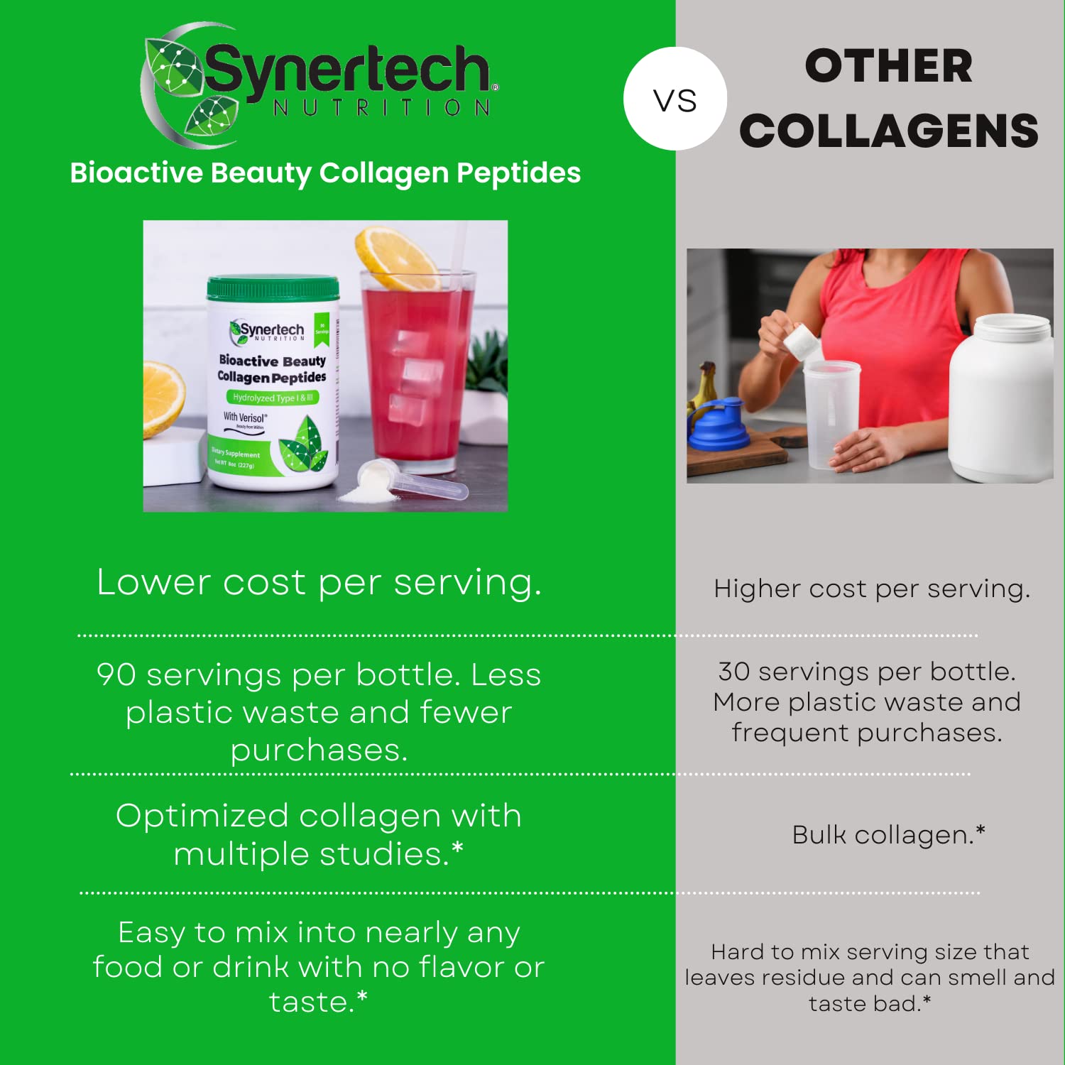 Premium Hydrolyzed Collagen Peptides Powder (90 Servings) - Type I & III with VERISOL® & 18 Amino Acids | Grass-Fed, Non-GMO, Gluten-Free, Keto & Paleo Friendly | Supports Skin, Hair, Nails & Joint Health | Ideal for Smoothies, Coffee & Baking Recipes