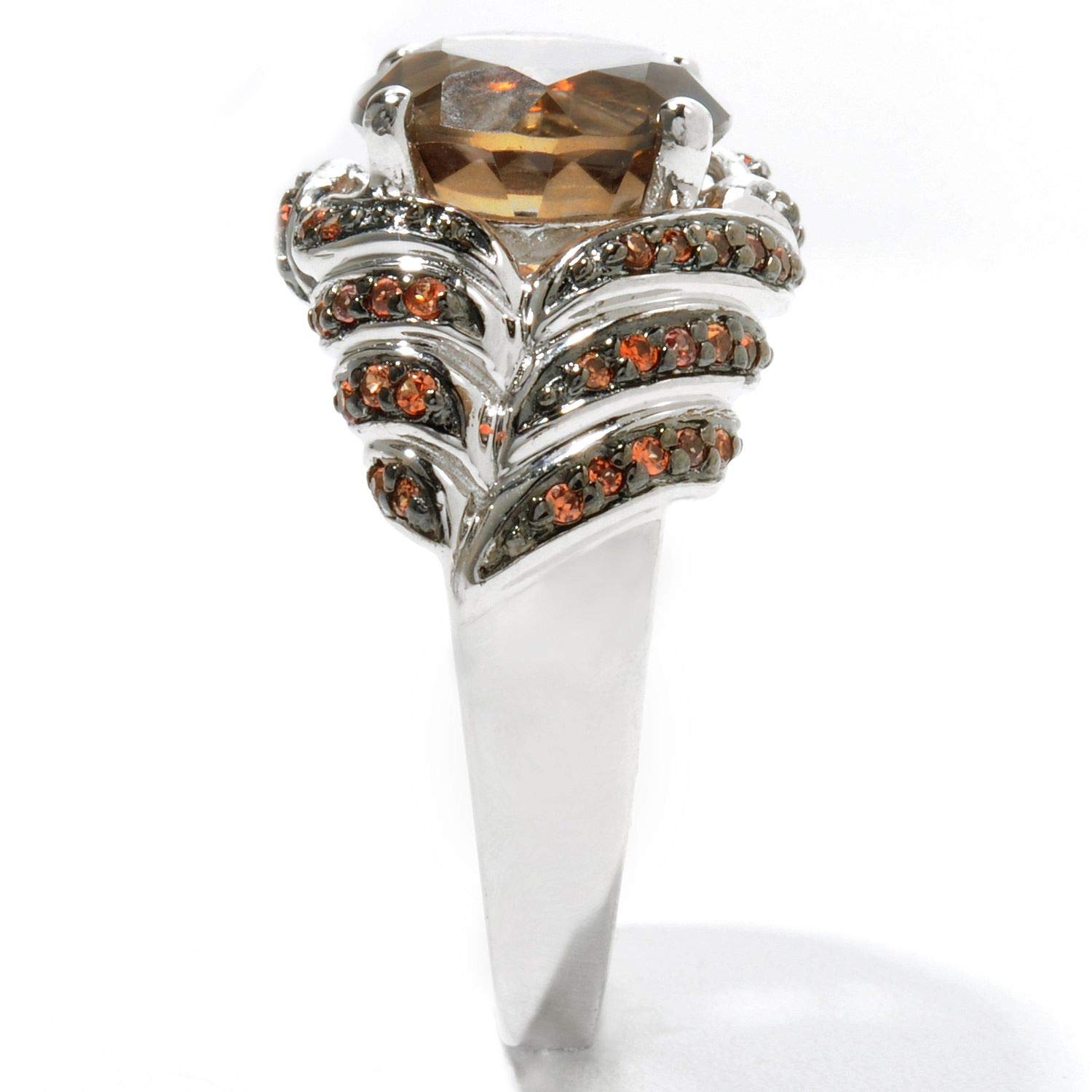 5.28 Carat Sterling Silver Chocolate Topaz Cocktail Ring - Elegant 10mm Round Gemstone Jewelry for Women, Perfect for Parties, Weddings & Evening Events