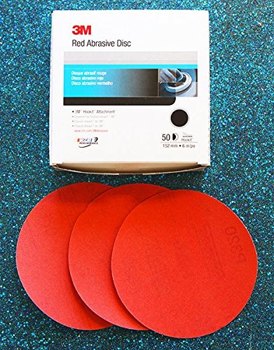 3M 6-Inch 220 Grit HOOKIT Clean Sanding Discs - P220A Red Abrasive Discs for Wood, Metal & Auto Body Sanding - Perfect for DIY Projects & Professional Finishing Work