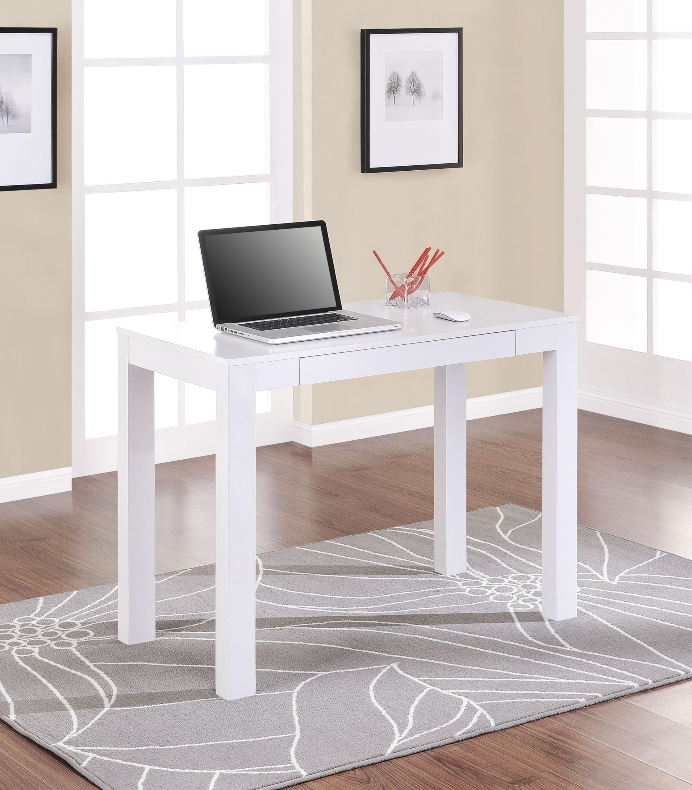 Ameriwood White Parsons Desk - Home Office & Study Furniture