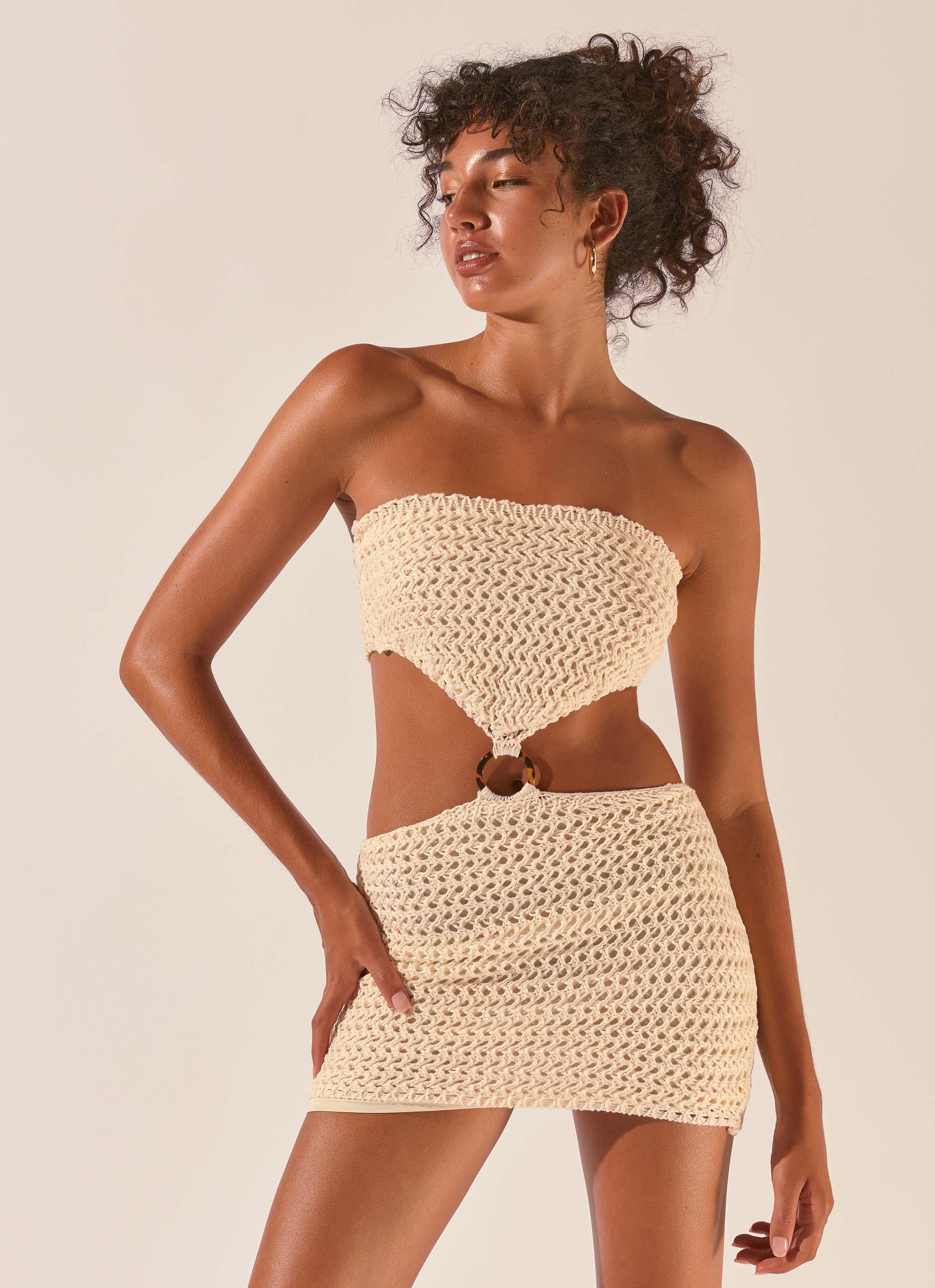 Balmy Nights Crochet Mini Dress - Seashell Color Summer Beach Dress | Perfect for Vacation, Date Night & Boho Fashion