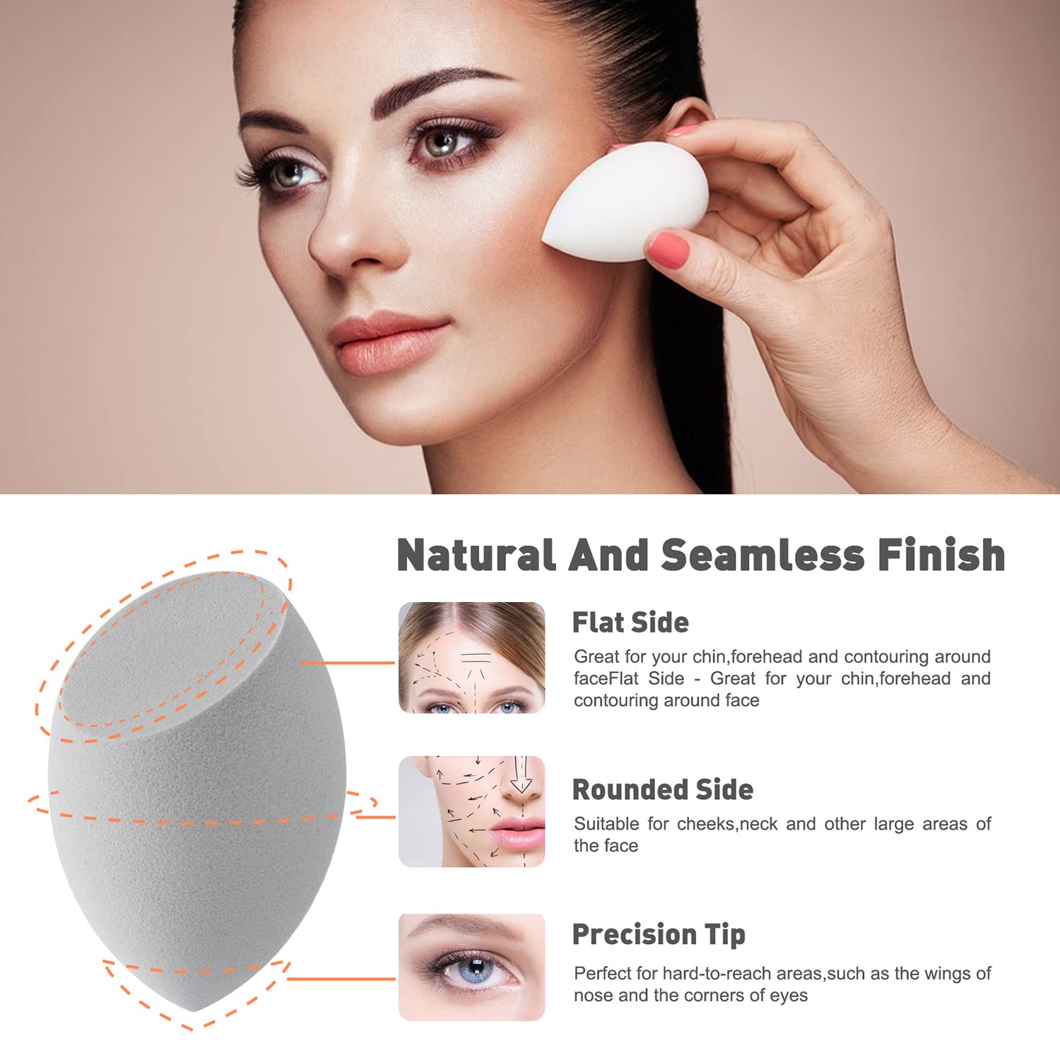 BEZOX Non-Latex Makeup Sponge with Holder - Soft, Skin-Friendly for Liquid Foundation & Travel