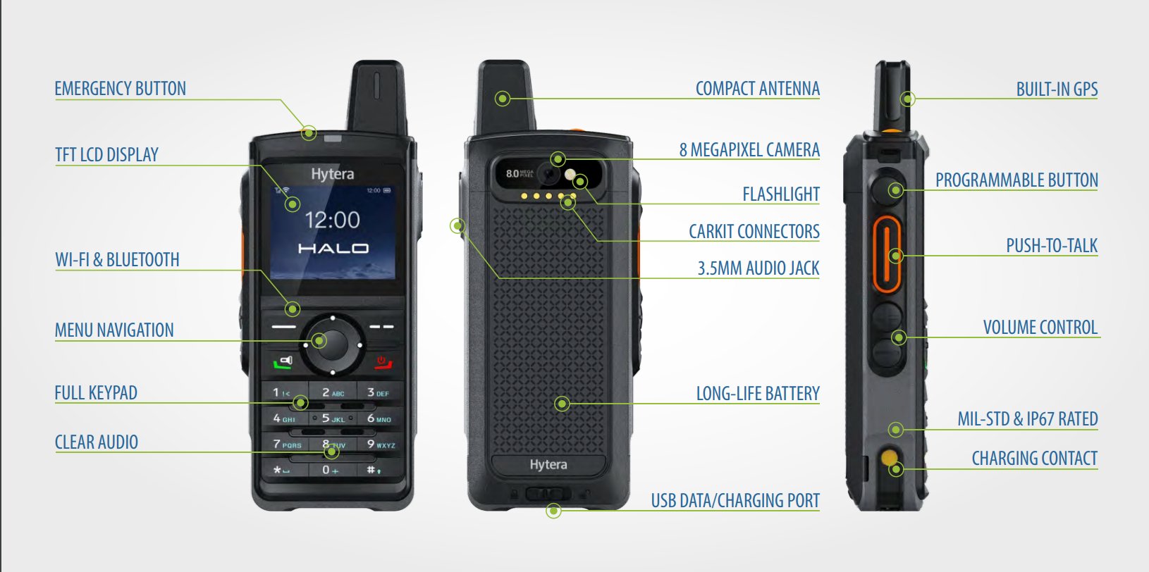 Hytera PNC380s Push to Talk Over Cellular Two-Way Radio | Refurbished with 1-Year Warranty | Ideal for Construction, Security & Emergency Communication
