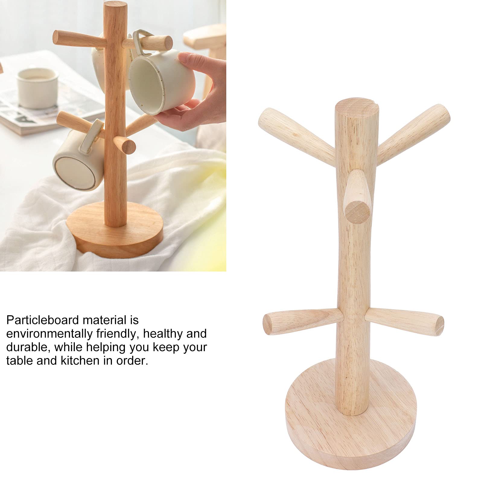 Durable Wooden Mug Hook Rack - Kitchen & Table Storage for Coffee Cups, Tea Mugs - Perfect for Drying, Organizing & Displaying Cups in Home or Office