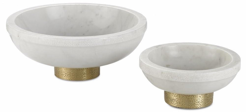 Valor White and Brass 4.75 Inch Marble Bowl - Elegant Decorative Centerpiece for Dining Table, Bathroom Vanity, or Home Decor