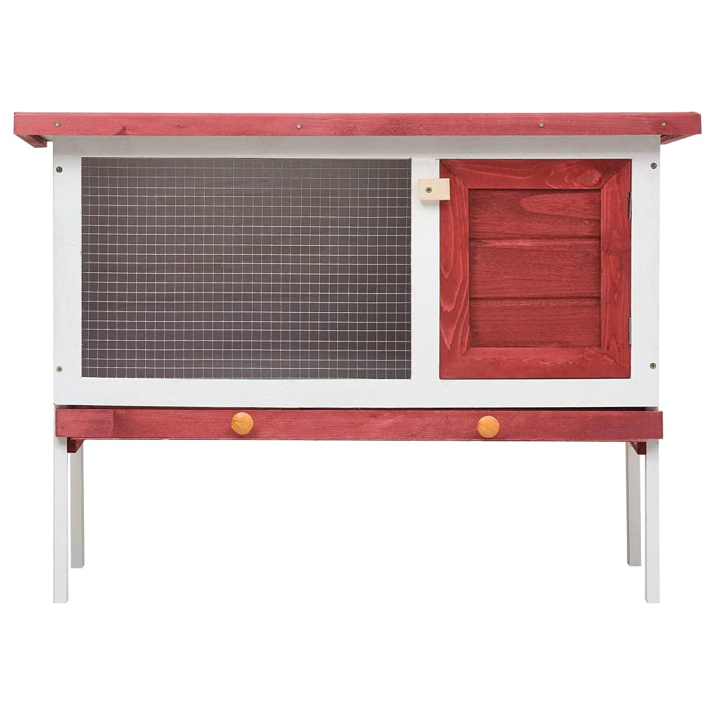 Premium Rabbit Hutch for Small Animals - Guinea Pig Cage, Bunny House with Run | Indoor & Outdoor Wooden Pet Enclosure (1 Layer, Red) - Perfect for Backyard, Patio, or Home Use