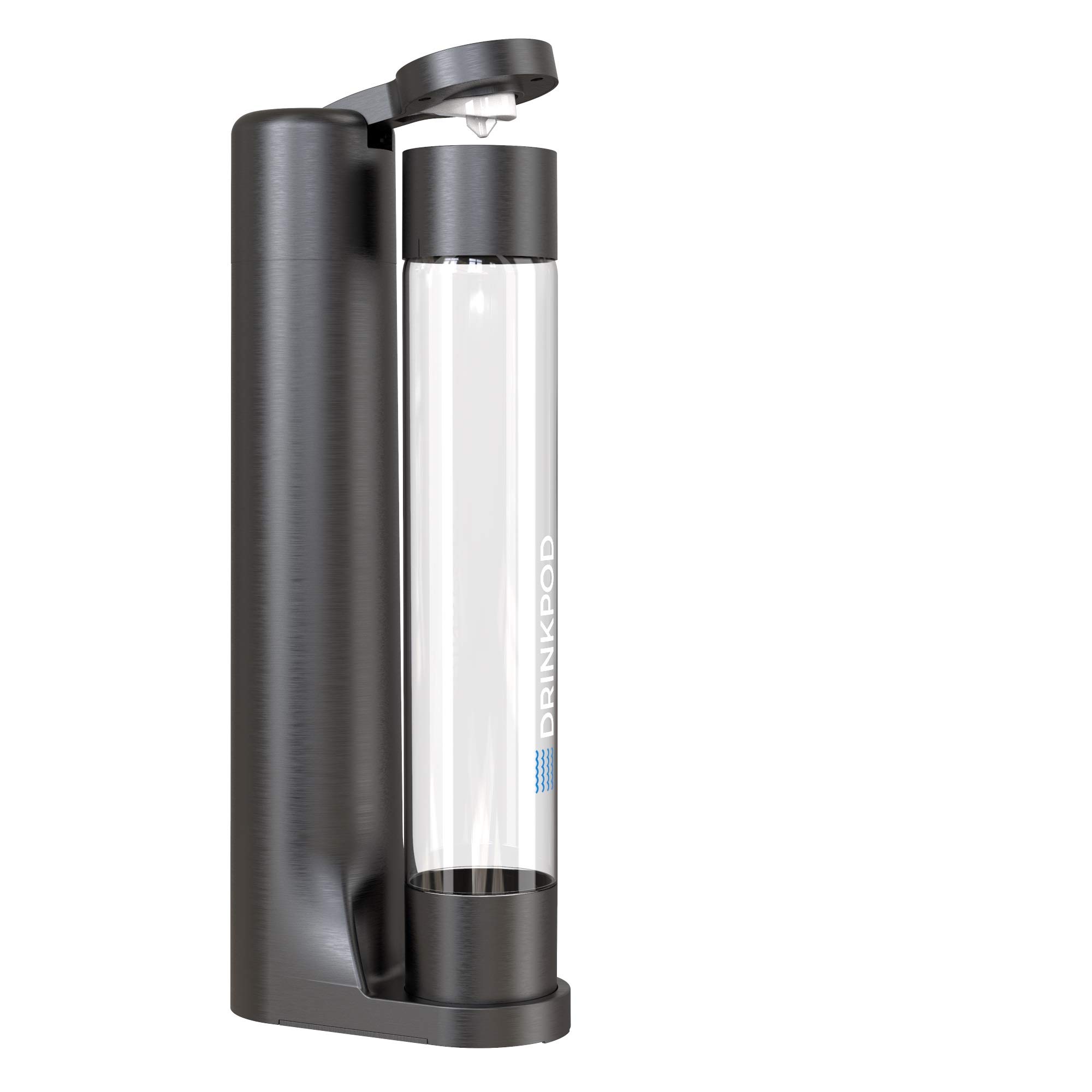 FIZZpod Soda Maker Machine - 60L CO2 Carbonated Drink Maker with 3 BPA-Free Bottles & Caps | Make Sparkling Water, Soda, Cocktails at Home | Perfect for Kitchen, Office, Parties (Black, Includes 2 CO2 Cylinders)