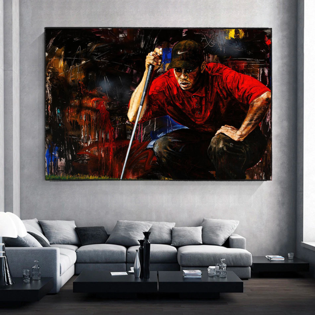 Tiger Woods Golf Canvas Wall Art - Premium Golf Decor for Home, Office & Man Cave - Perfect Gift for Golf Lovers & Sports Fans