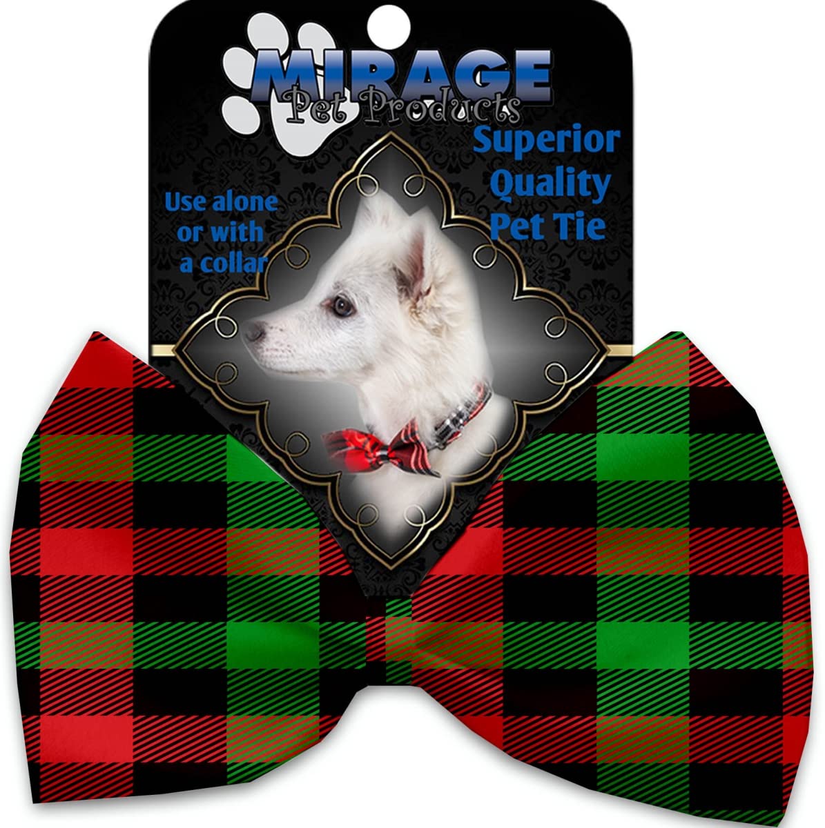 Christmas Plaid Pet Bow Tie Collar with Velcro - Adjustable Dog Cat Neck Accessory for Holiday Parties & Family Photos