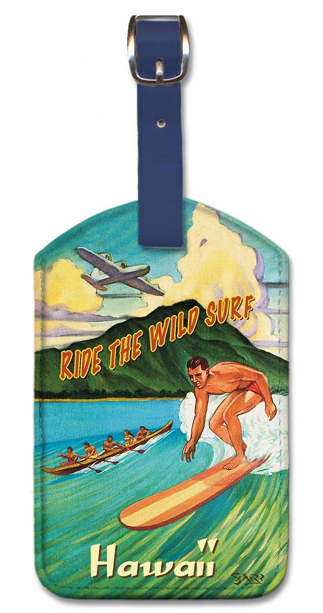 Pacifica Island Art Leatherette Luggage Tag - Wild Surf Hawaii Design by Sharp | Durable Travel Accessory for Suitcases, Backpacks & Carry-Ons