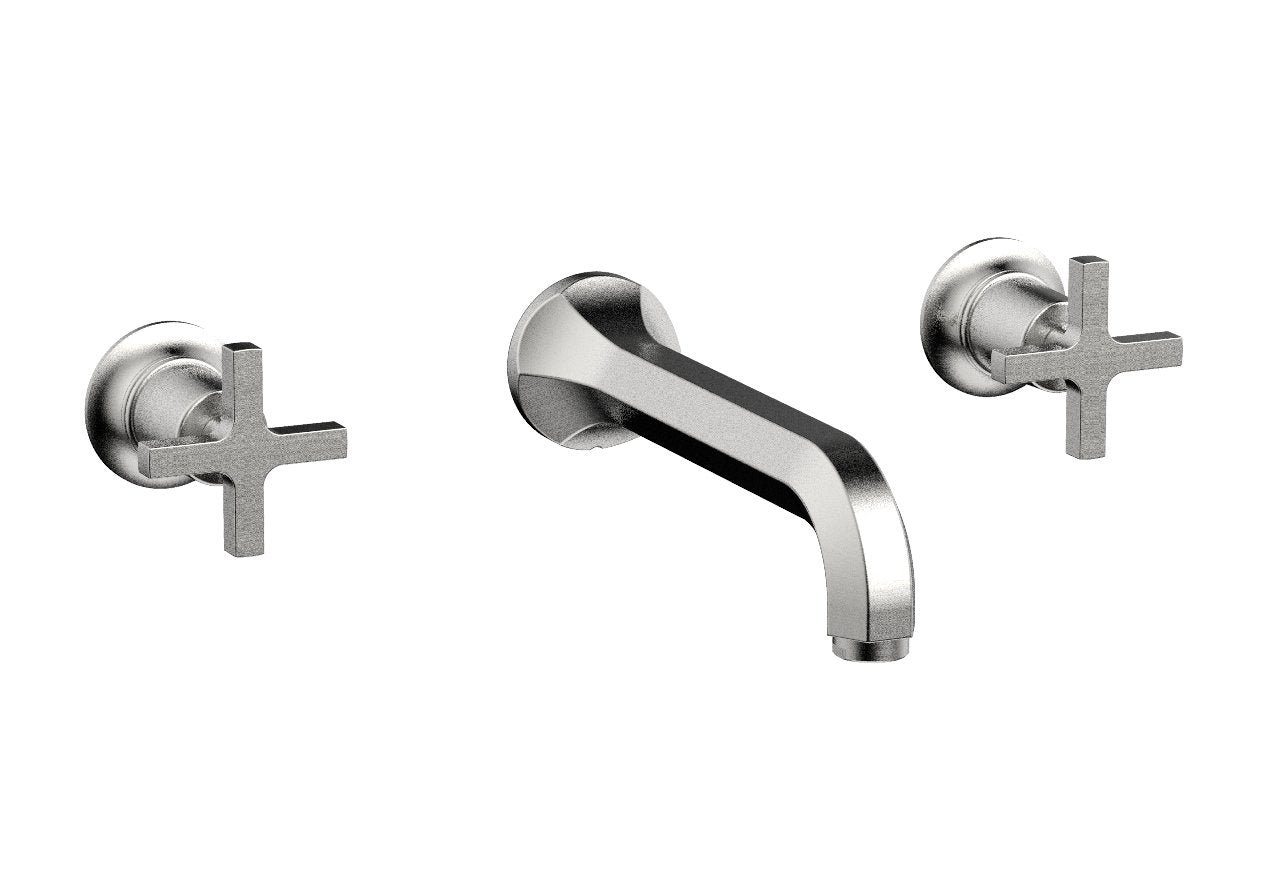HEX MODERN Wall Mounted Lavatory Faucet Set with Cross Handles - Model 501 11 - Perfect for Modern Bathroom & Powder Room Renovations