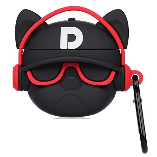 Soomio Soft Silicone AirPods Pro (2019) Case - Cute Cartoon Bulldog Design with 360° Protection & Keychain (Hip Hip Red) - Perfect for Gym, Travel & Daily Use