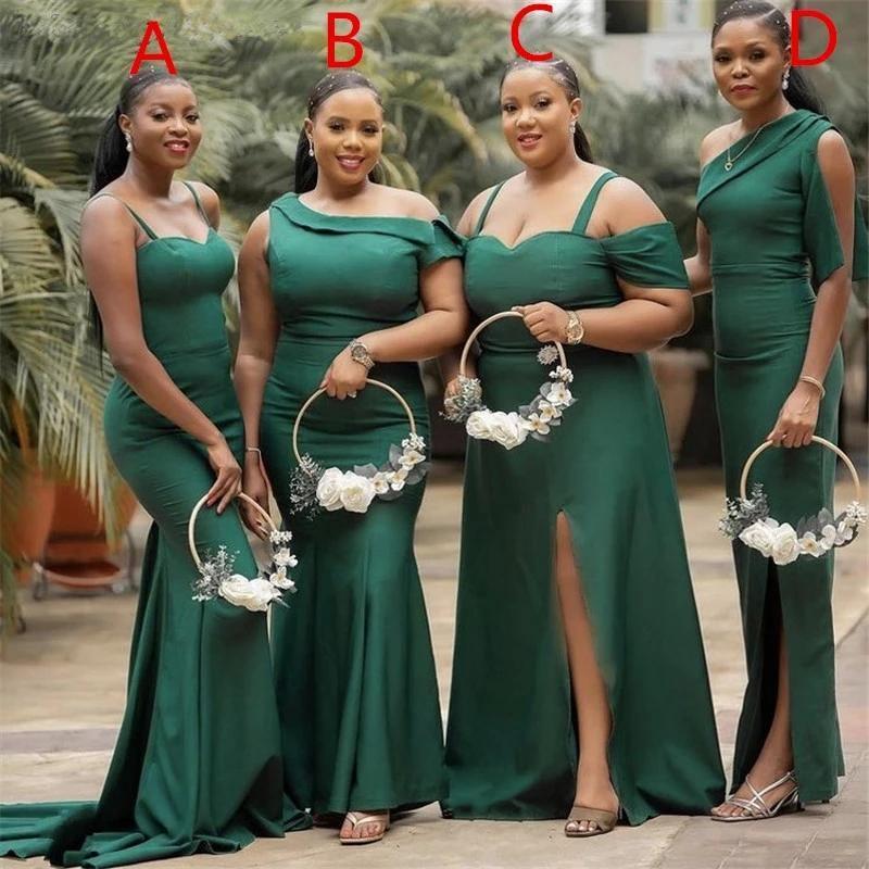 Elegant Mermaid Beach Green Bridesmaid Dress - Sexy Satin Gown for Wedding Party, Formal Events & Special Occasions