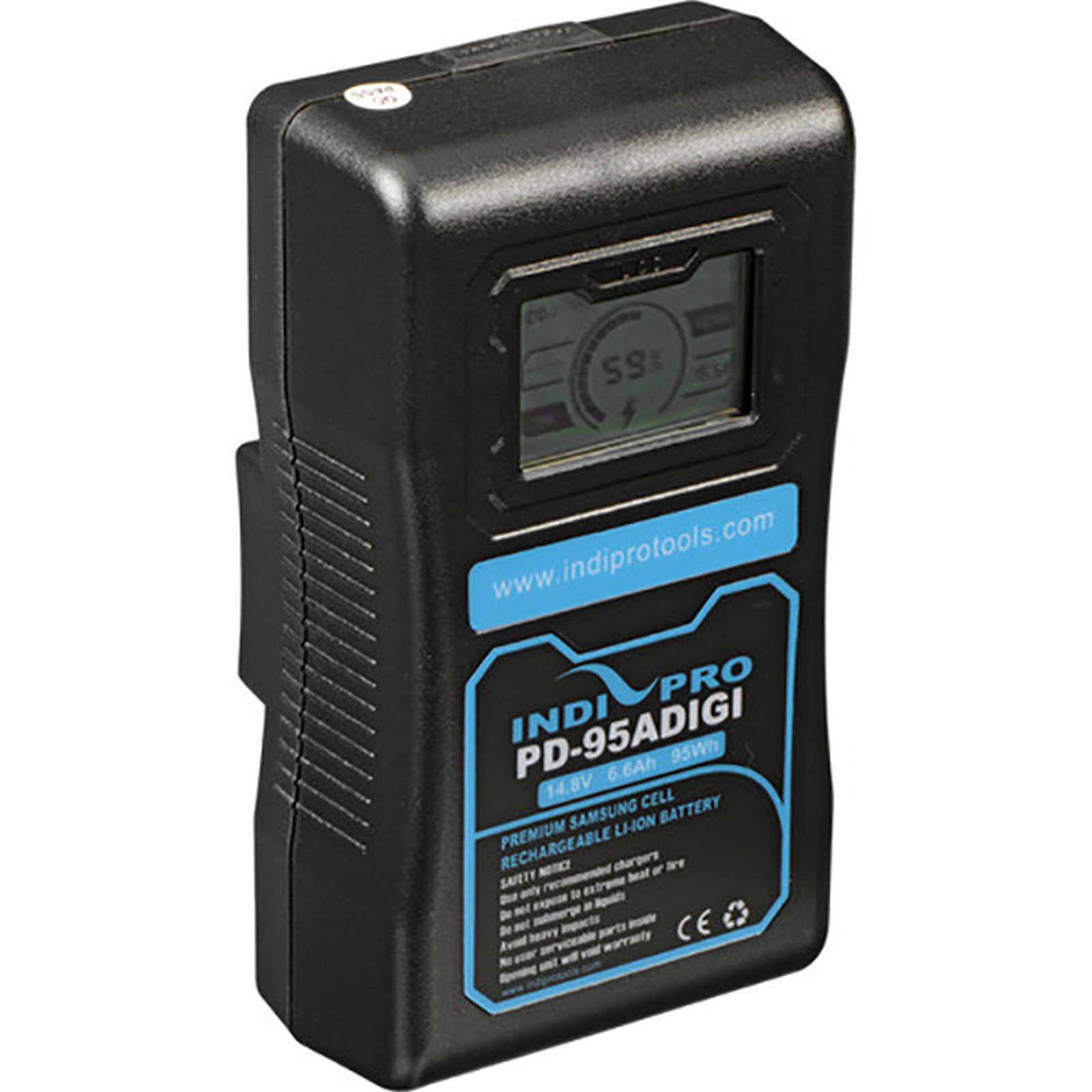 IndiPRO Compact Series 95Wh 14.8V Gold Mount Li-Ion Battery - High Capacity Rechargeable Power Solution for DSLR Cameras, LED Lights & Film Equipment - 10A Continuous Output with LCD Screen & LED Power Indicator - Perfect for Professional Videography, Photography & Studio Lighting
