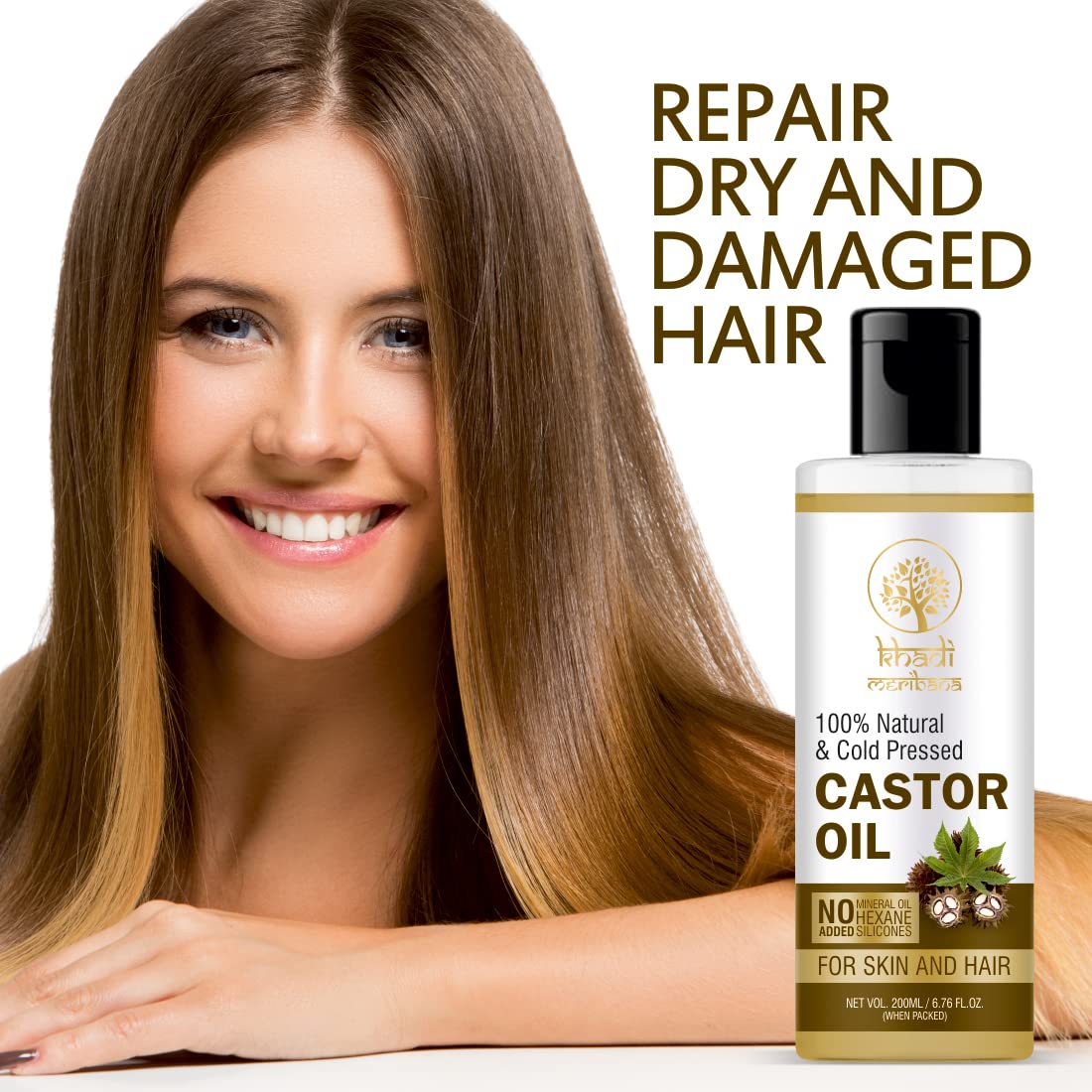 Pure Virgin Castor Oil for Hair Growth & Skin Care | Cold Pressed 200ml | Massage & Beauty