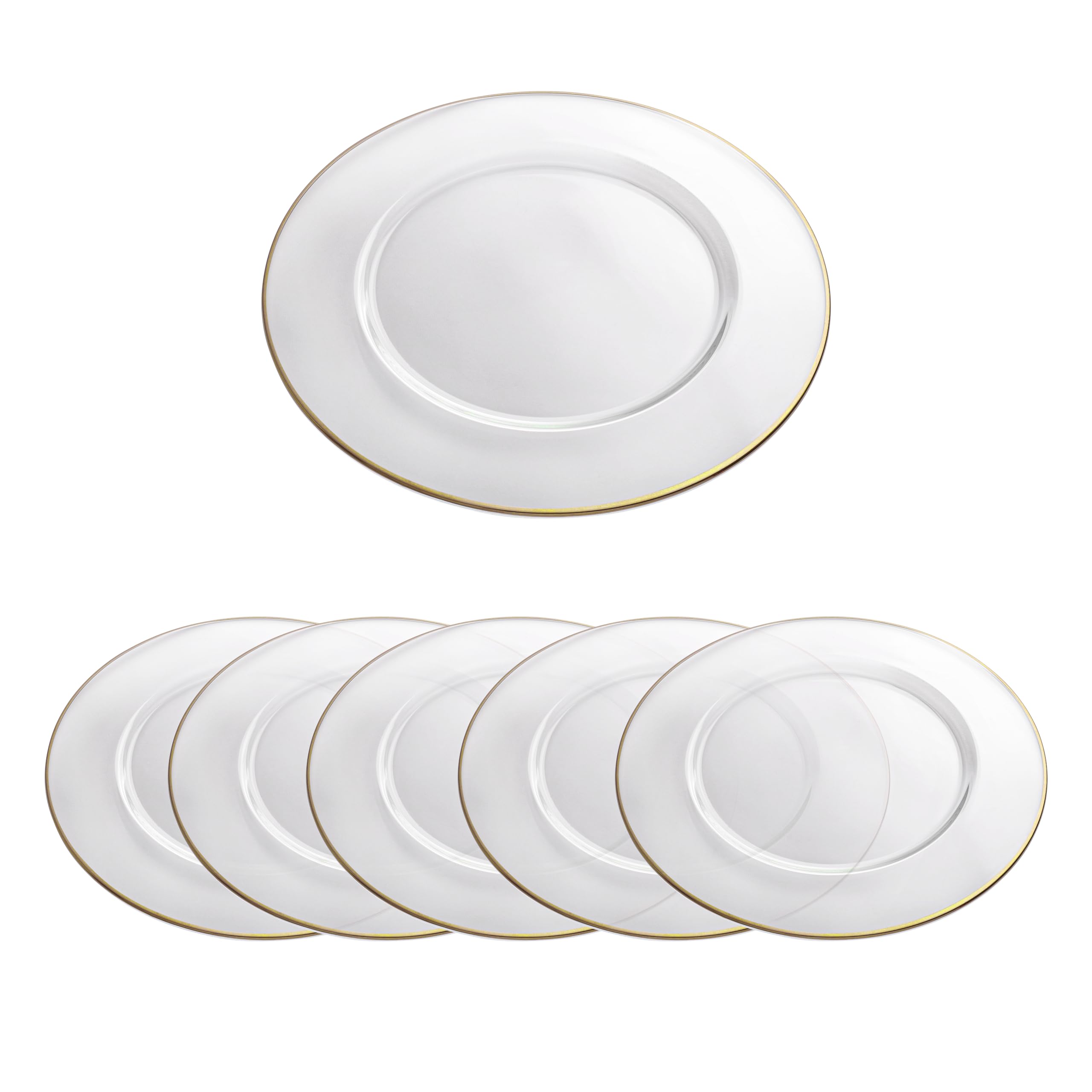 Premium Barski Glass Charger Plates - Set of 6 Elegant 12.5