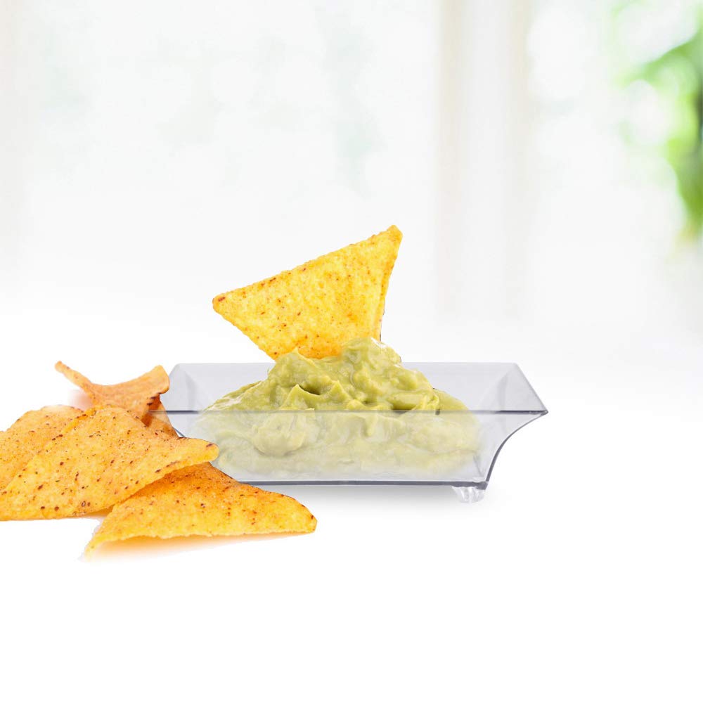 Kingrol 150-Pack Disposable Plastic Dessert Plates - Small Square Appetizer Plates for Parties, Catering & Events - Perfect for Desserts, Appetizers, Sauces & Food Tastings