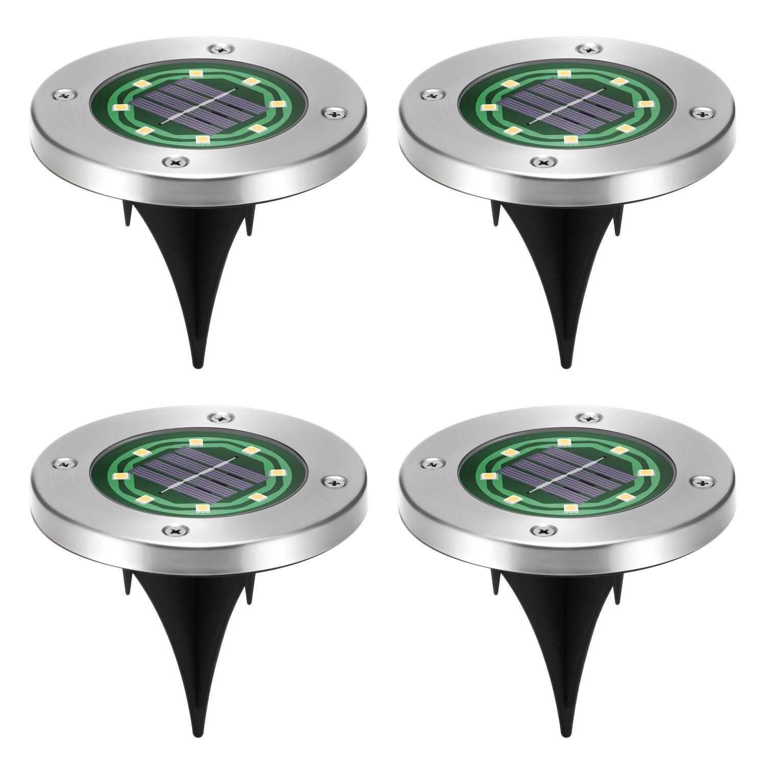 Solar LED Garden Lights Outdoor Waterproof - Warm White Disk Pathway Lighting for Yard, Lawn, Walkway | Solar Powered Landscape Lights for Driveway, Patio, Deck & Garden Decor