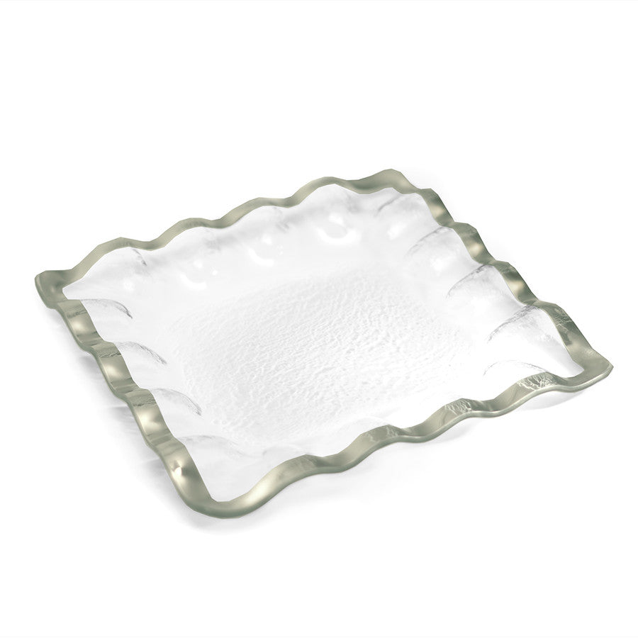 Elegant Ruffle Square Serving Tray - Stylish Decorative Tray for Dining, Tea Parties & Home Decor - Perfect for Entertaining Guests & Displaying Treats