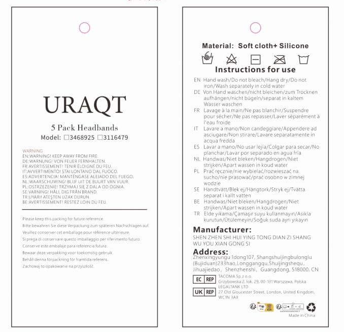 URAQT 5-Pack Non-Slip Sports Headbands for Women & Men - Thick Elastic Sweatbands for Running, Gym, Yoga & Football - Stay Dry During Workouts & Athletic Activities