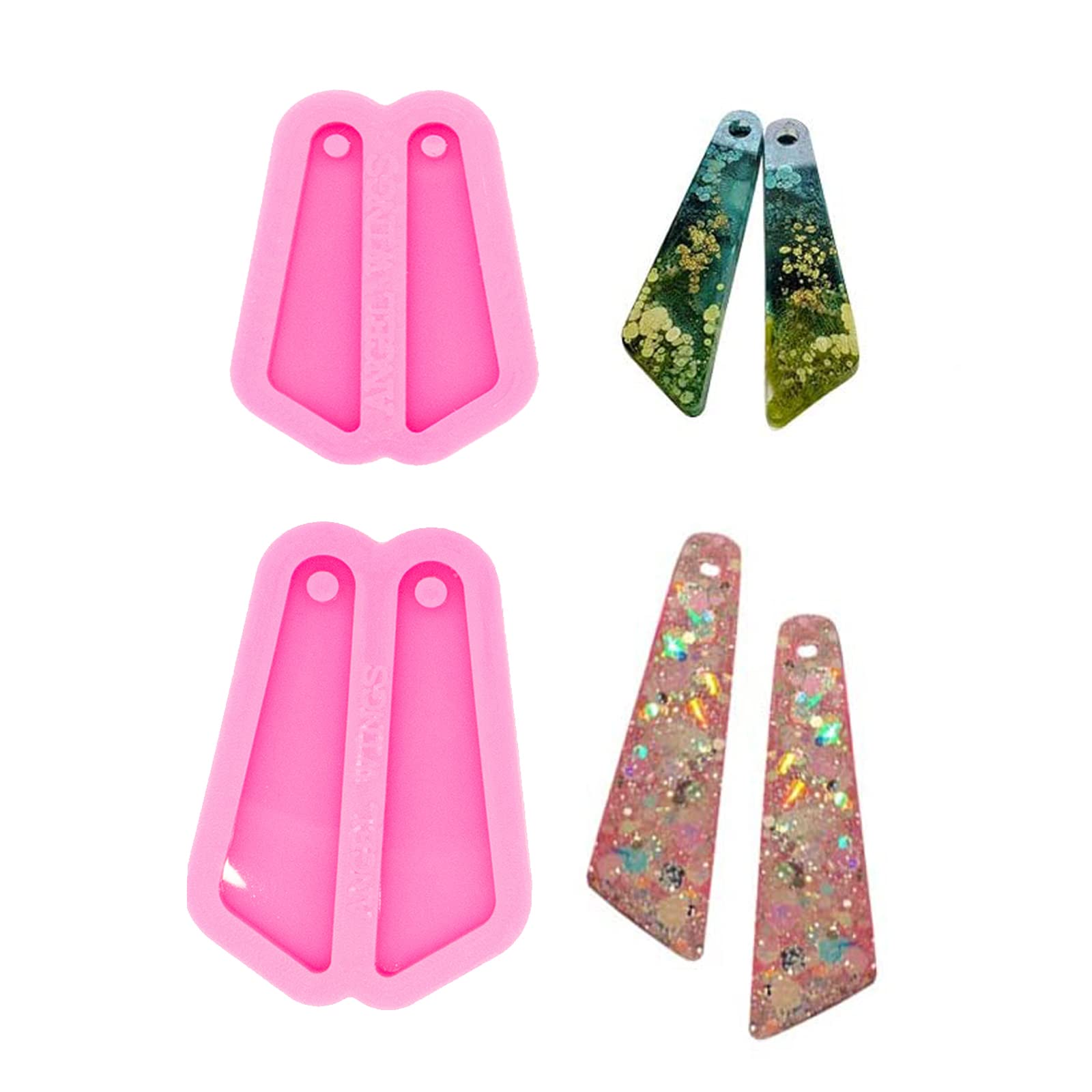 2Pcs Silicone Earring Molds for Jewelry Making - DIY Resin Earrings Craft Kit - Fashionable Shiny Glossy Epoxy Resin Casting Molds (Size S/M) - Perfect for Handmade Jewelry, Gifts & Craft Projects