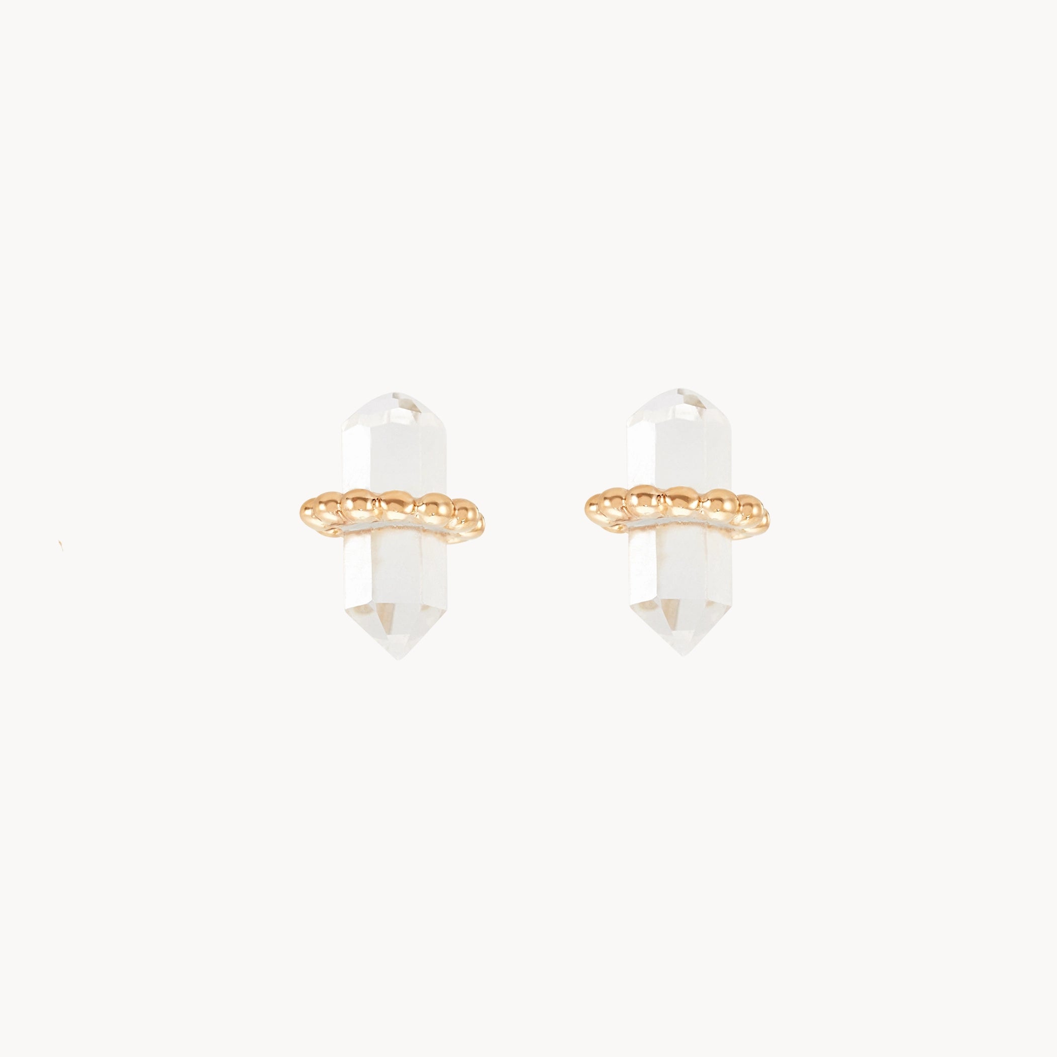 14K Yellow Gold Clear Quartz Stepping Stone Earrings - Elegant Dainty Jewelry for Women, Perfect for Everyday Wear, Parties & Gifts