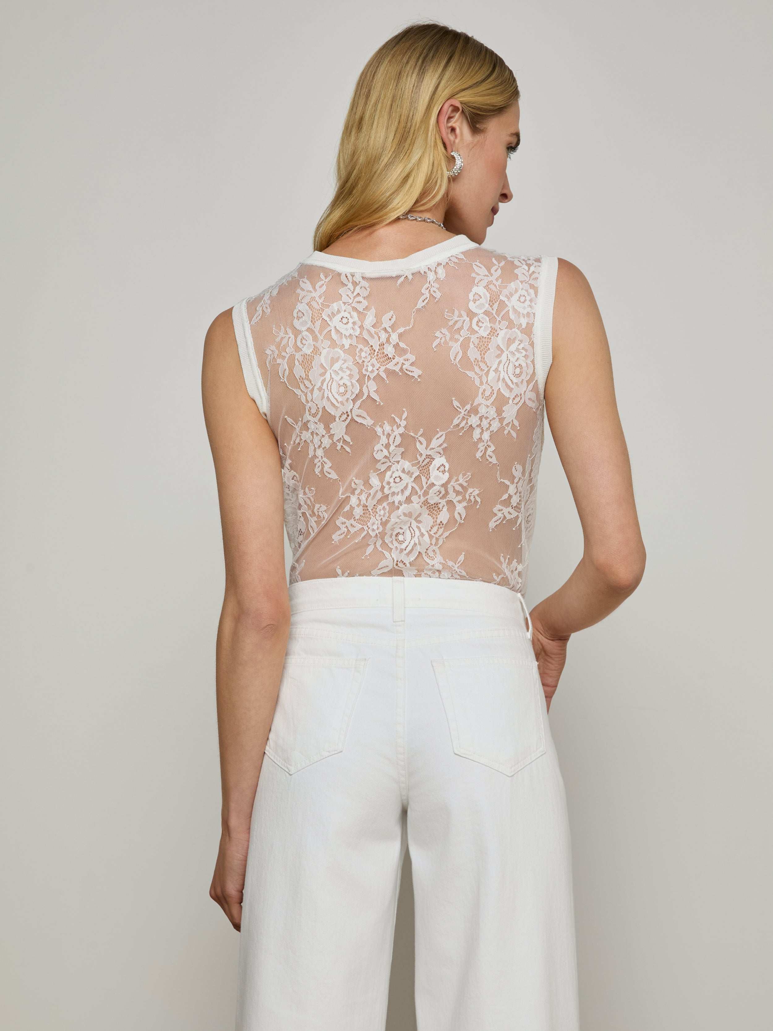 Brax Floral Lace Tank Top for Women - Elegant Summer Blouse with Delicate Lace Trim - Perfect for Casual Outings, Beach Cover-ups & Date Nights