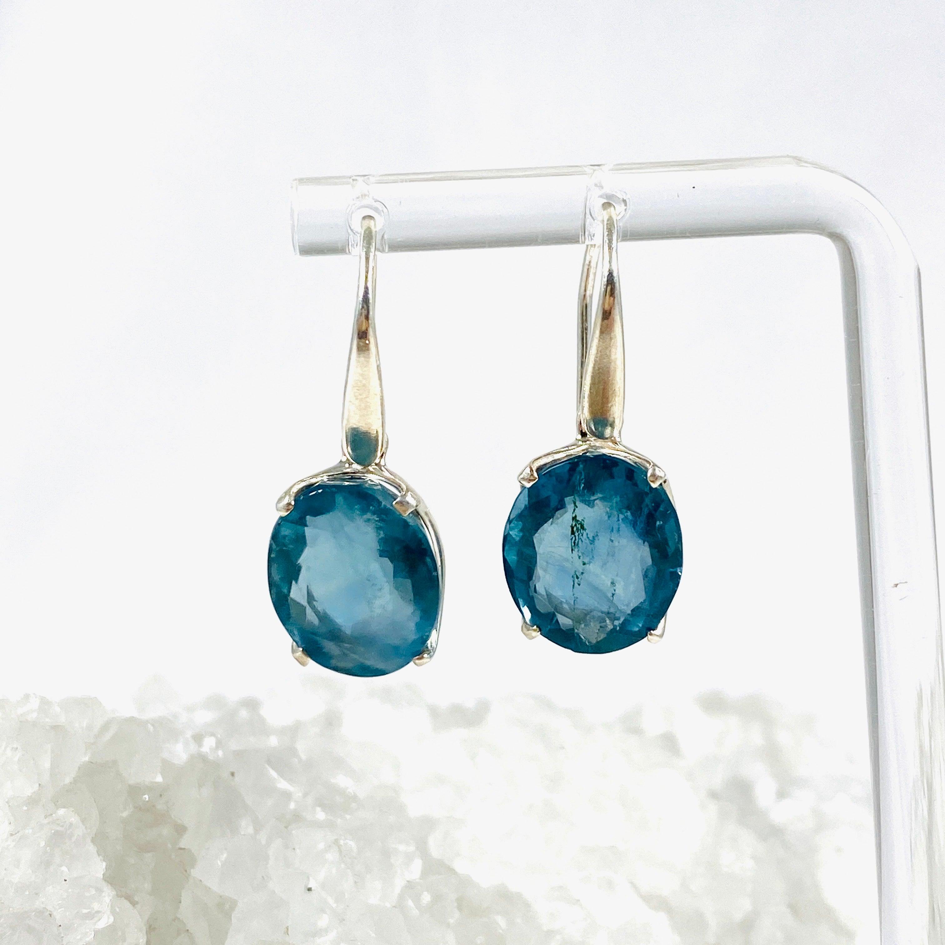 Fluorite Oval Faceted Earrings for Women - Natural Stone Dangle Earrings - Elegant Jewelry Gift for Her - Perfect for Parties, Weddings & Special Occasions