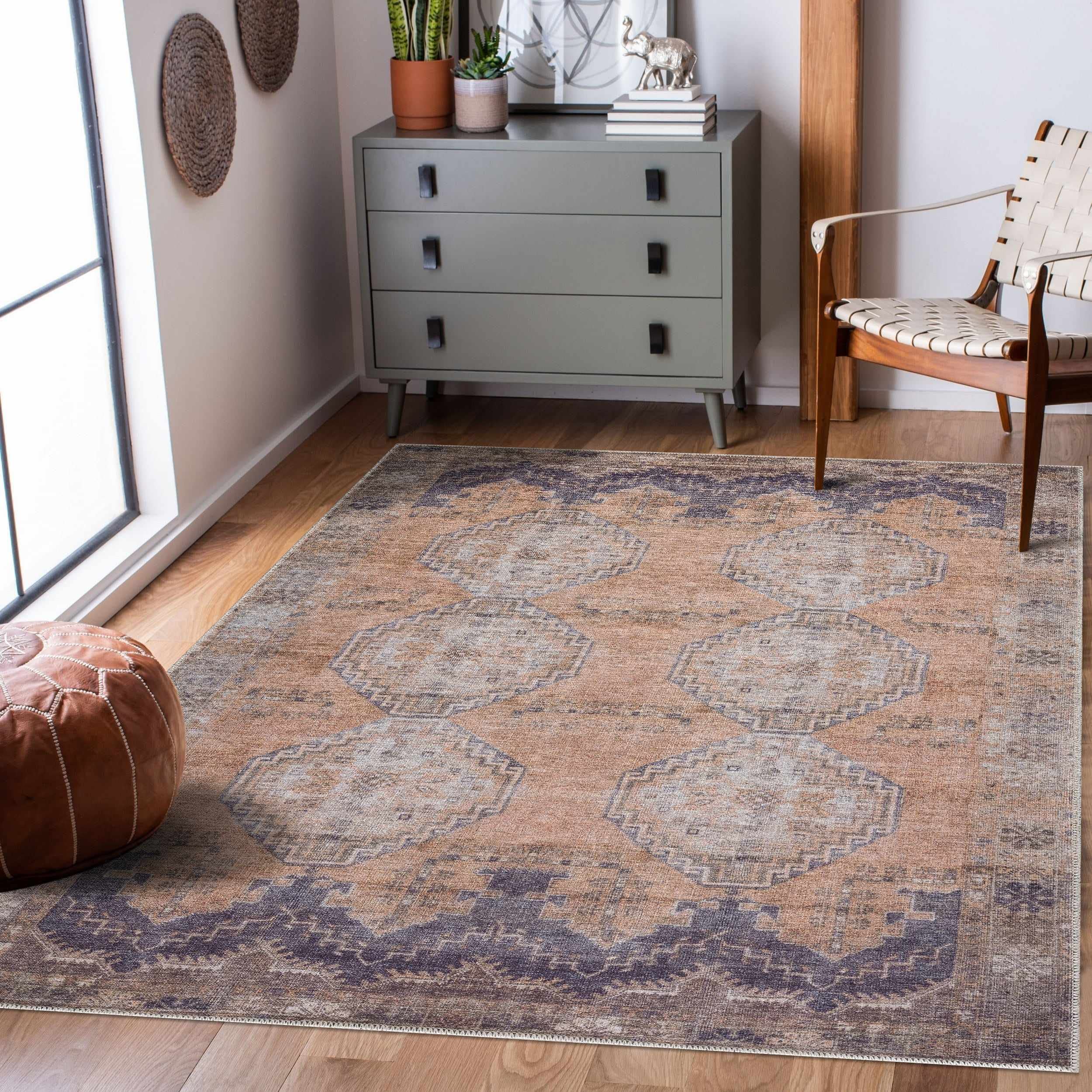 Hauteloom Carrabelle Traditional Machine Washable Area Rug - Blue, Ivory, Brown - 8'10