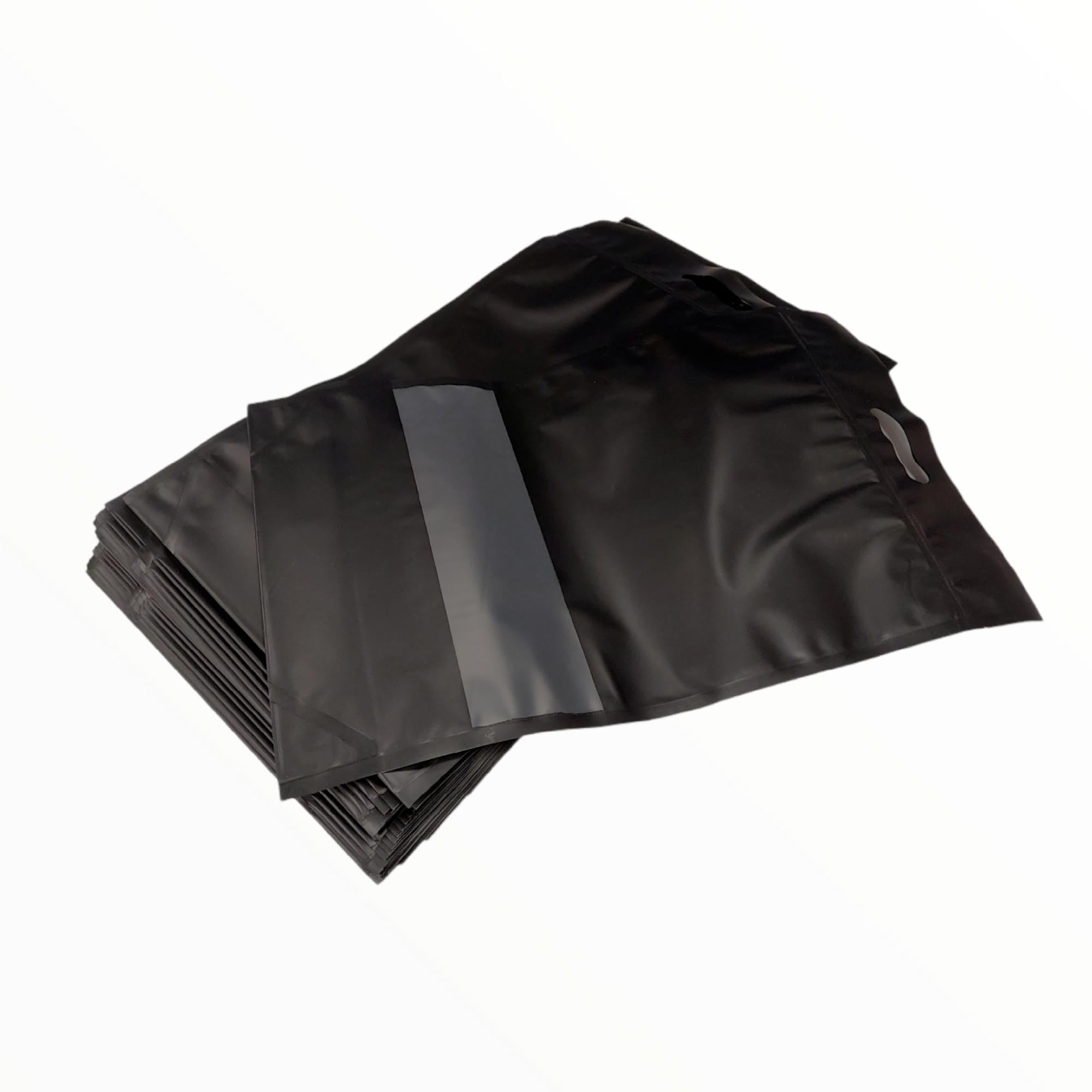 100 Resealable Mylar Stand Up Bags with Handles - 53x32cm Black Food Storage Pouches | Perfect for Coffee, Snacks, Dry Goods & Bulk Food Packaging