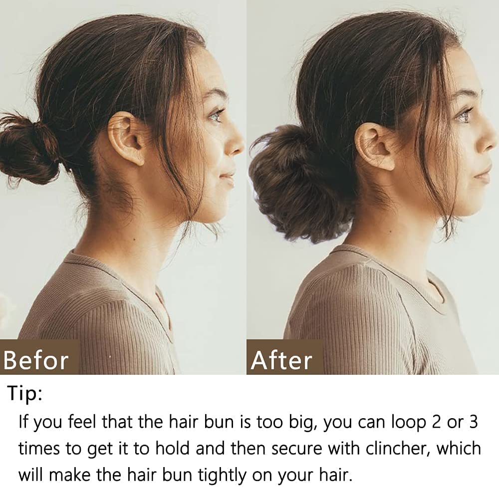 Atipriya Messy Bun Hair Extension with Elastic Band - Synthetic Hair Scrunchies for Women & Girls (Black) - Perfect for Casual, Party & Everyday Hairstyles