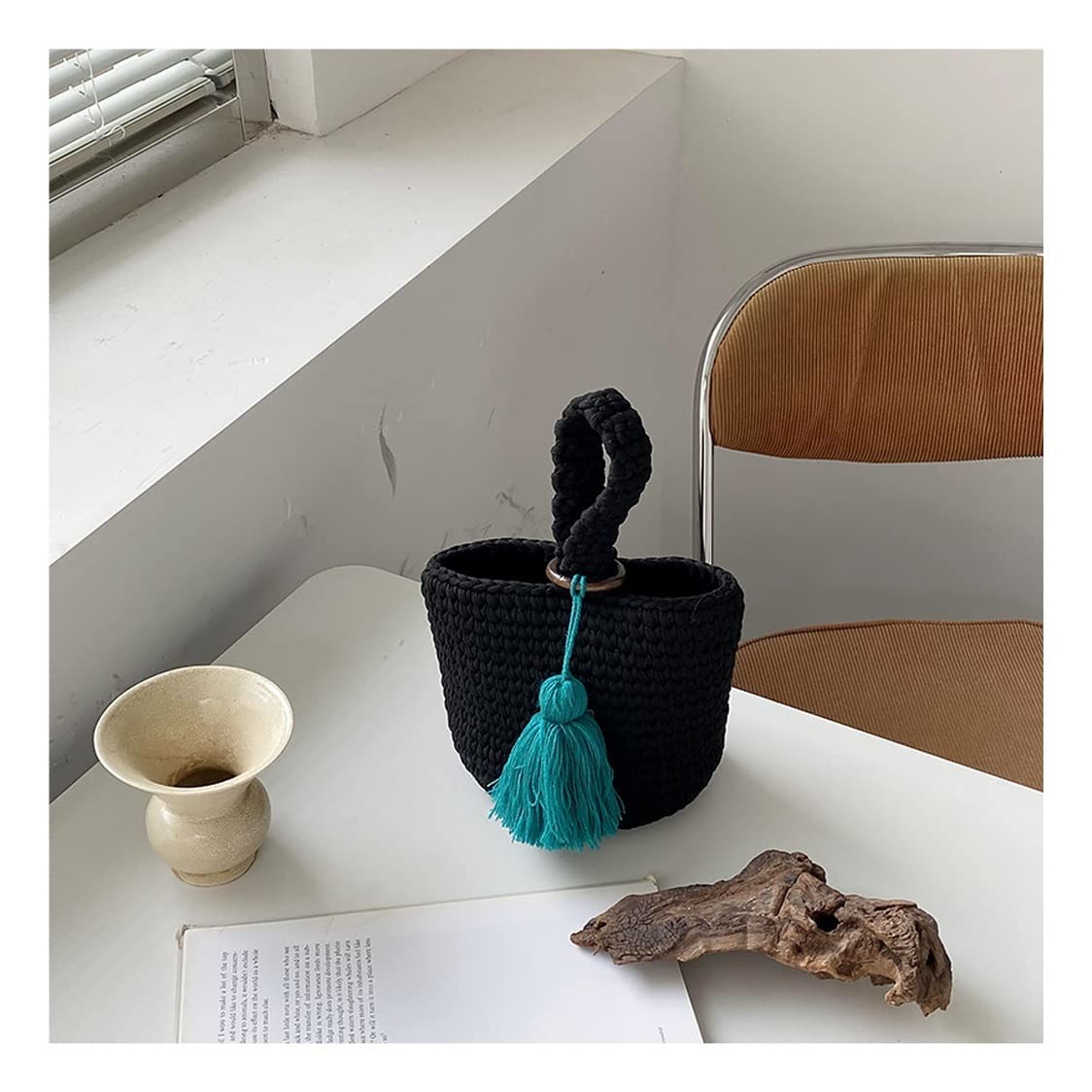 Handmade Cotton Rope Woven Women's Shoulder Bag - Knitted Crossbody Straw Beach Bag for Summer (One Size) | Perfect for Vacation, Travel, and Casual Outings