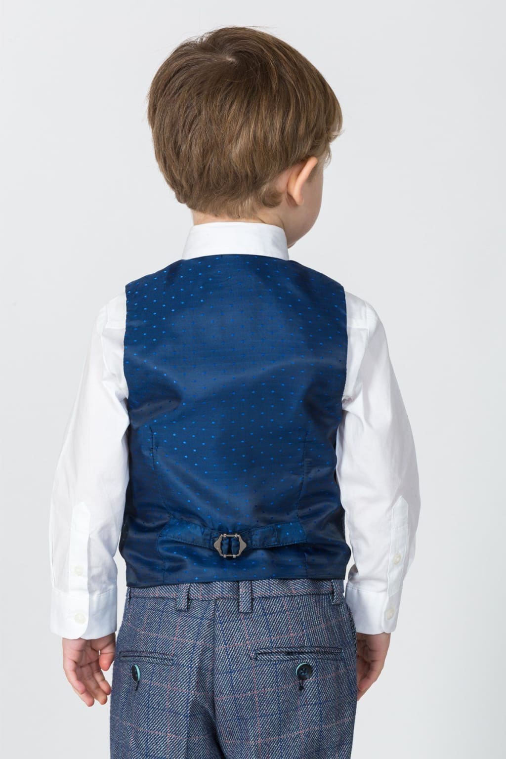 Marc Darcy Hilton Kids' Blue Tweed Check 3-Piece Suit | Formal Wear for Boys | Wedding, Party & Special Occasion Outfit