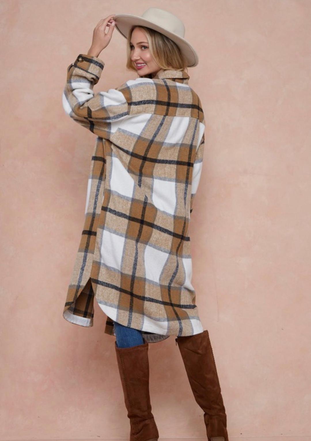 Karena Plaid Jacket - Women's Stylish Flannel Shacket with Pockets | Perfect for Fall & Winter Outfits, Casual Wear, and Outdoor Activities